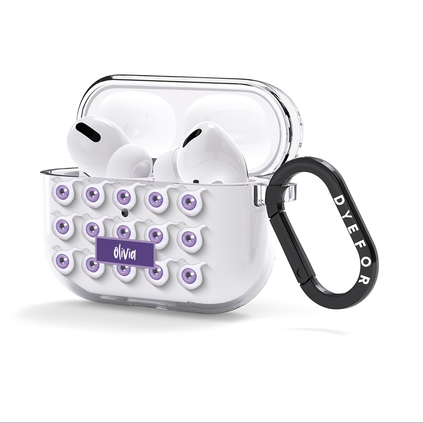 Purple Eyeballs Custom Halloween AirPods Clear Case 3rd Gen Side Image