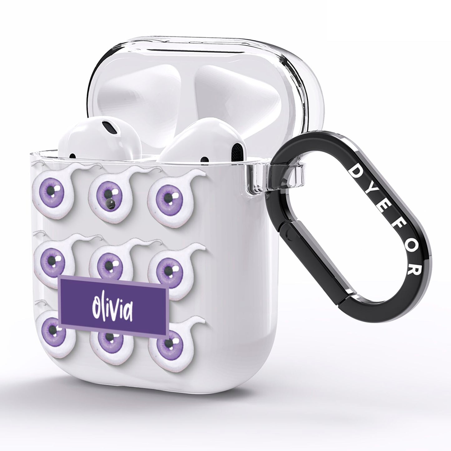 Purple Eyeballs Custom Halloween AirPods Clear Case Side Image