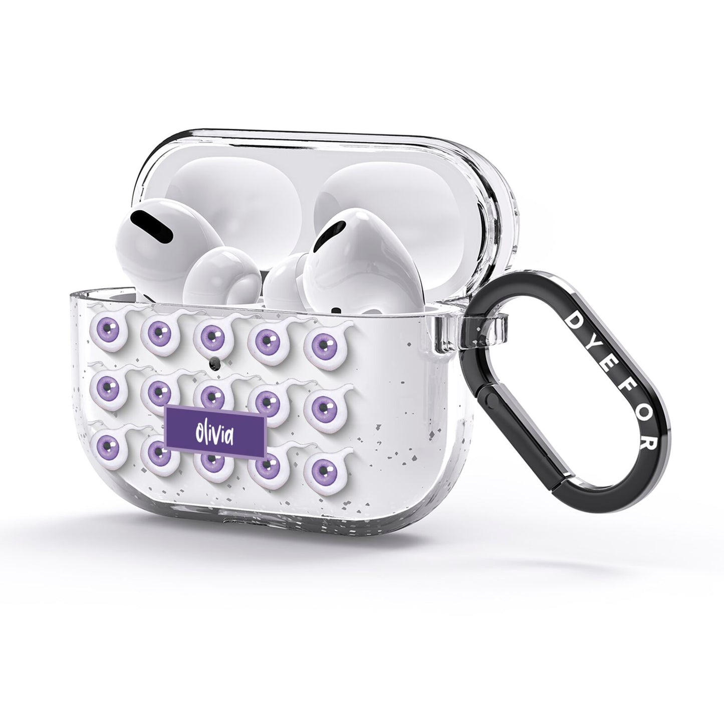 Purple Eyeballs Custom Halloween AirPods Glitter Case 3rd Gen Side Image