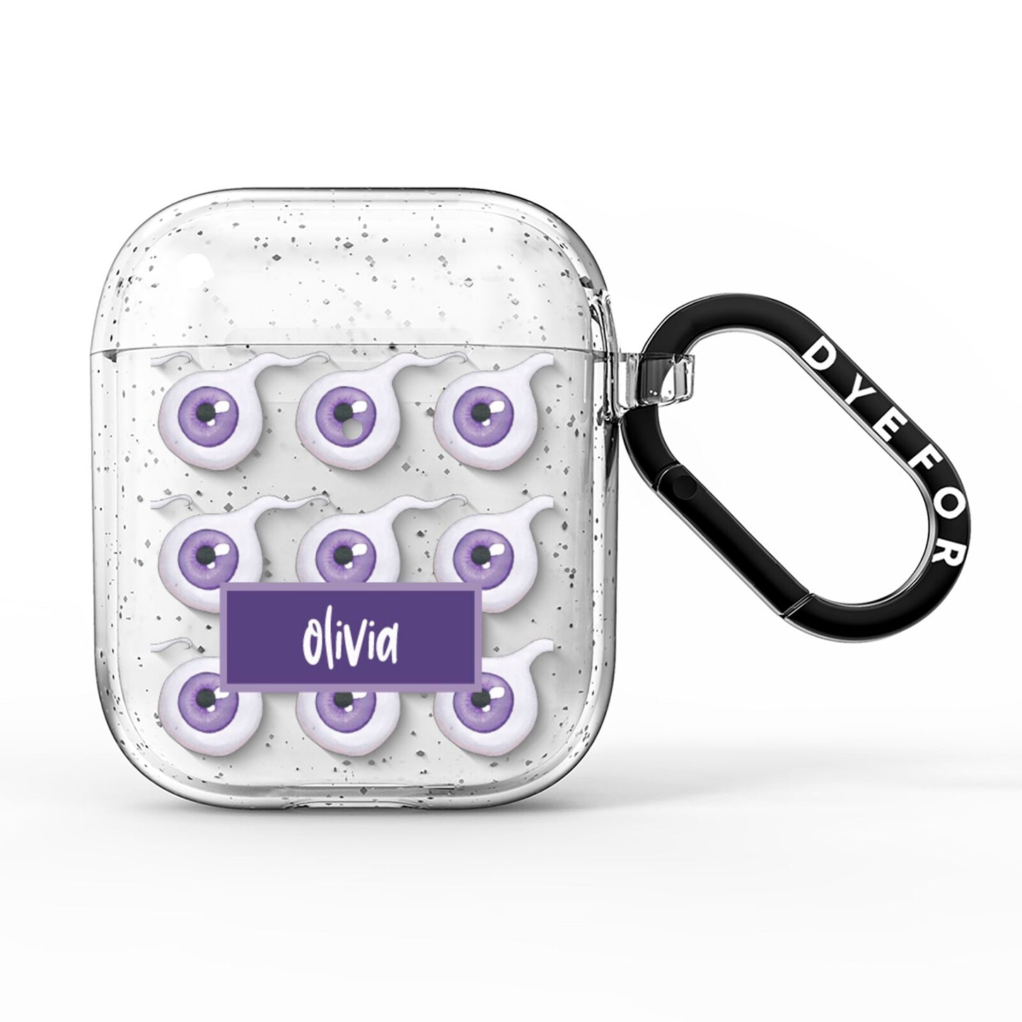 Purple Eyeballs Custom Halloween AirPods Glitter Case