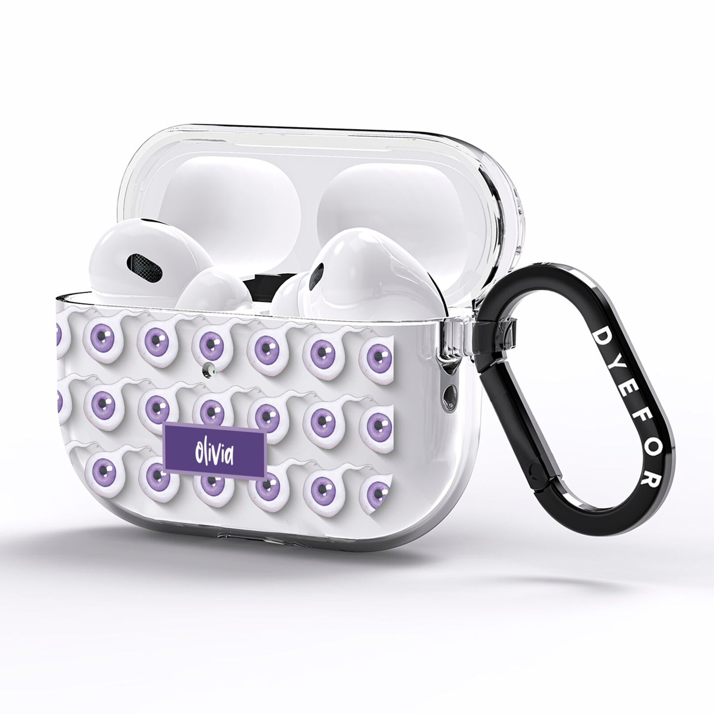 Purple Eyeballs Custom Halloween AirPods Pro Clear Case Side Image