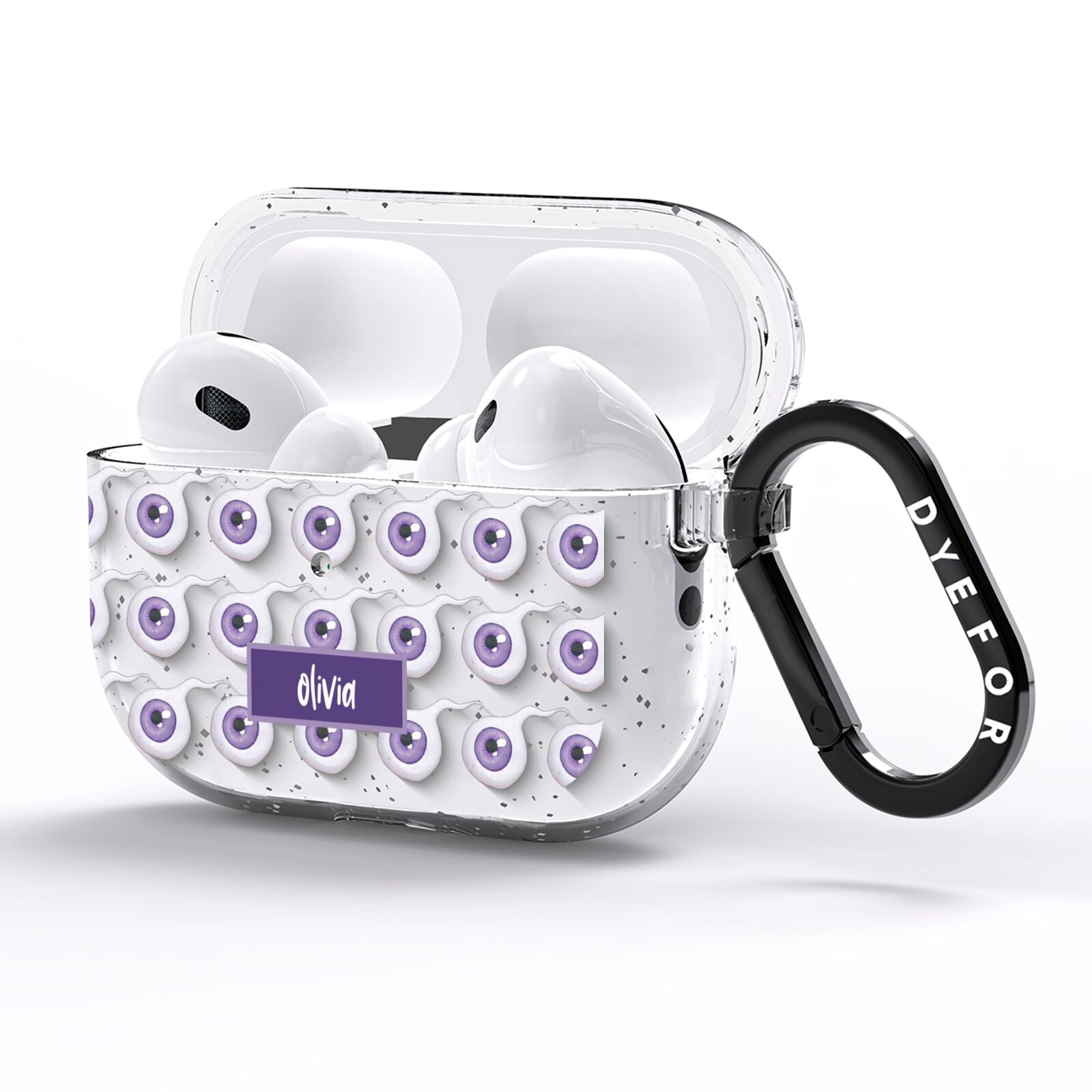 Purple Eyeballs Custom Halloween AirPods Pro Glitter Case Side Image