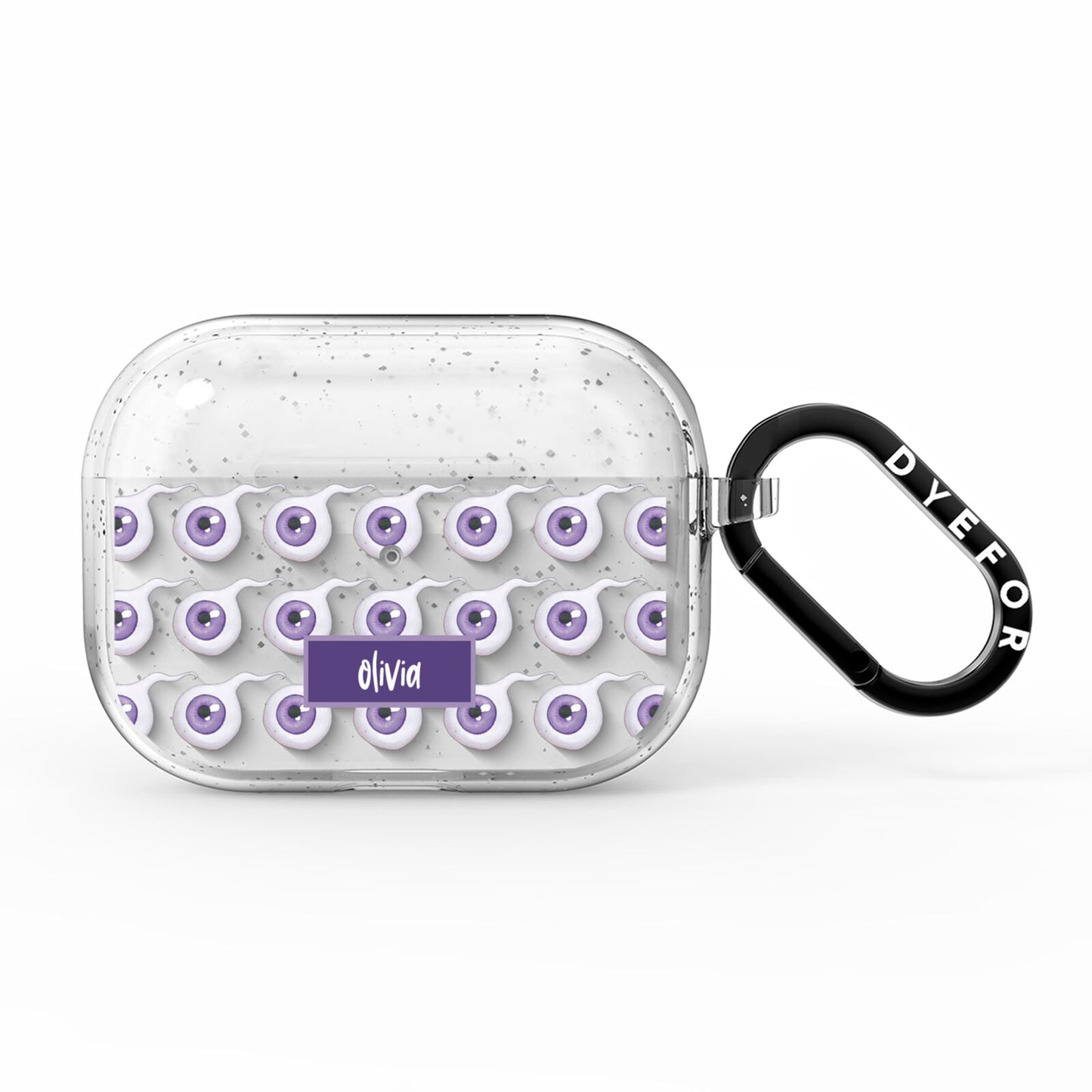 Purple Eyeballs Custom Halloween AirPods Pro Glitter Case