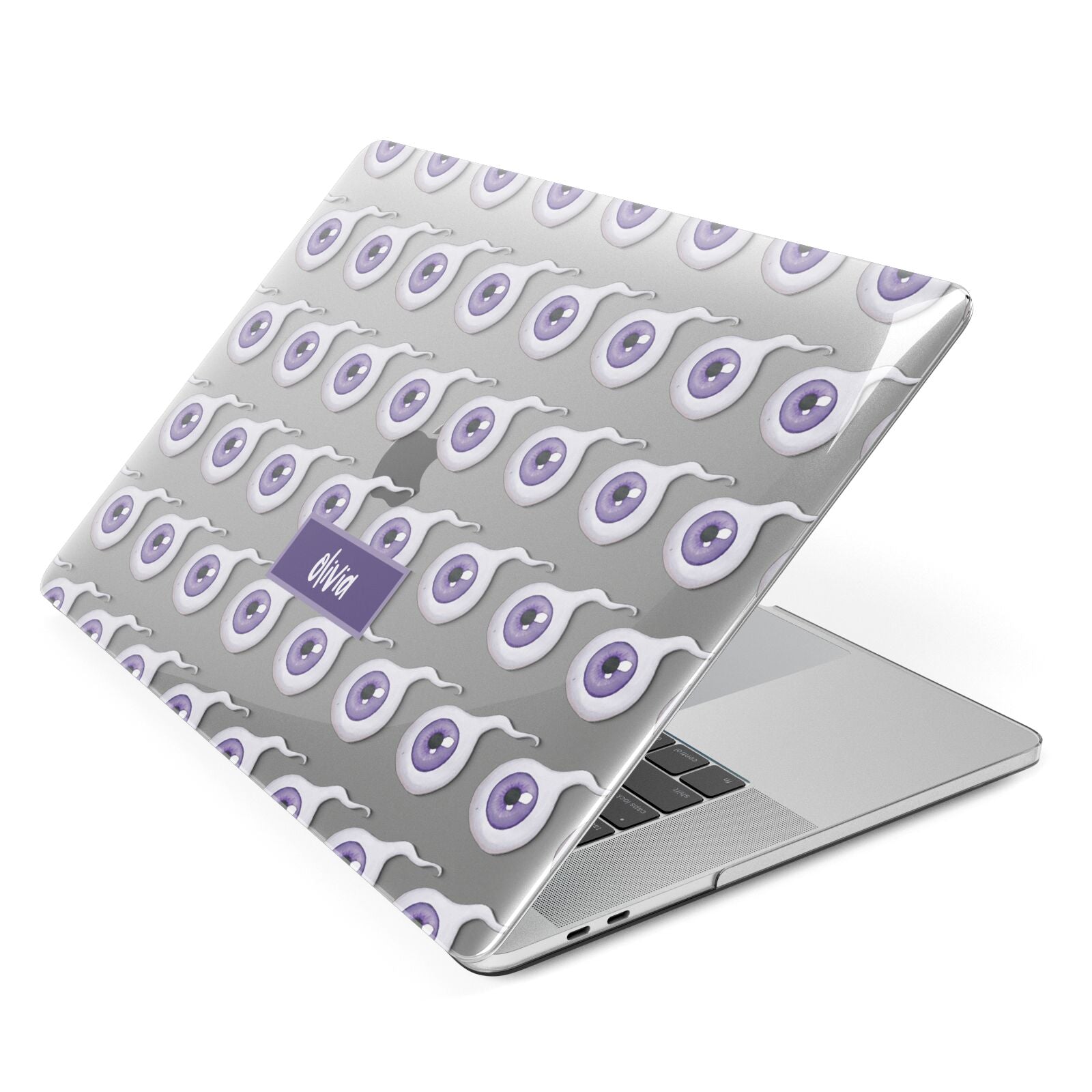 Purple Eyeballs Custom Halloween Apple MacBook Case Side View