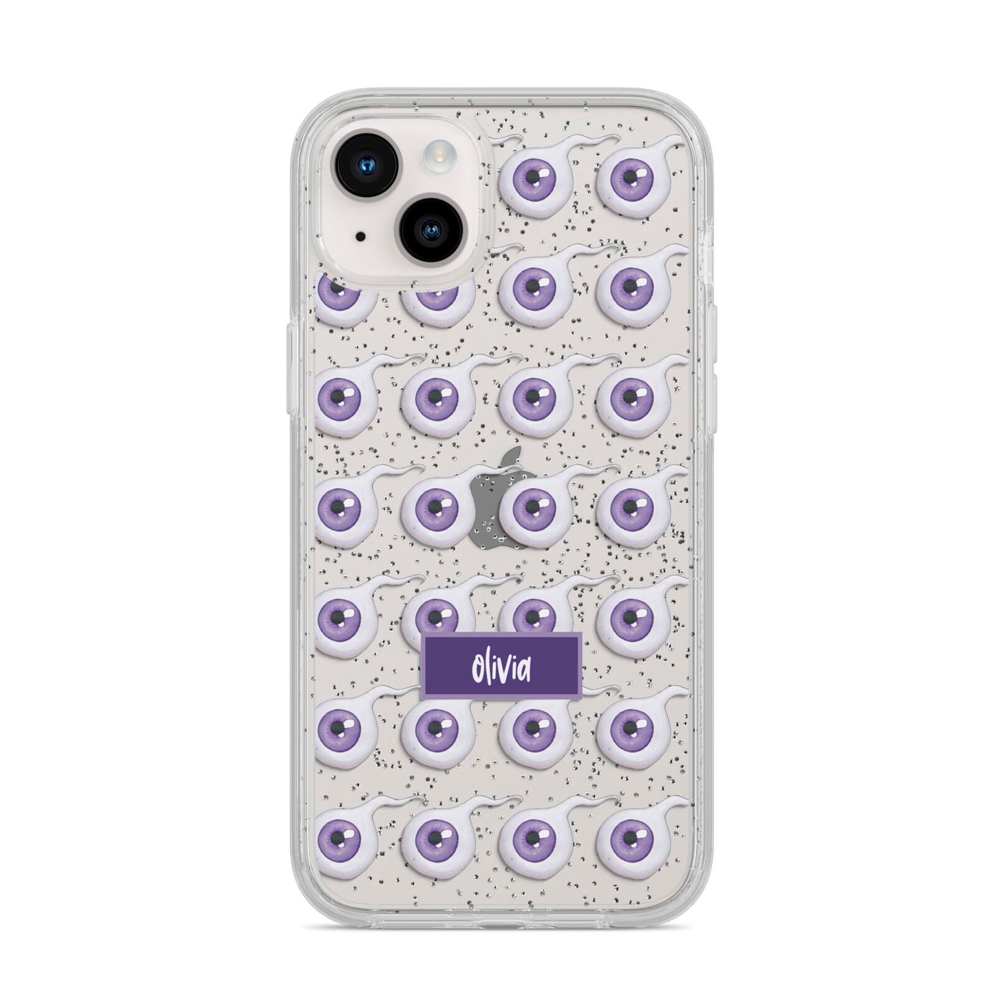 Purple Eyeballs Custom Halloween iPhone 14 Plus Glitter Tough Case Starlight