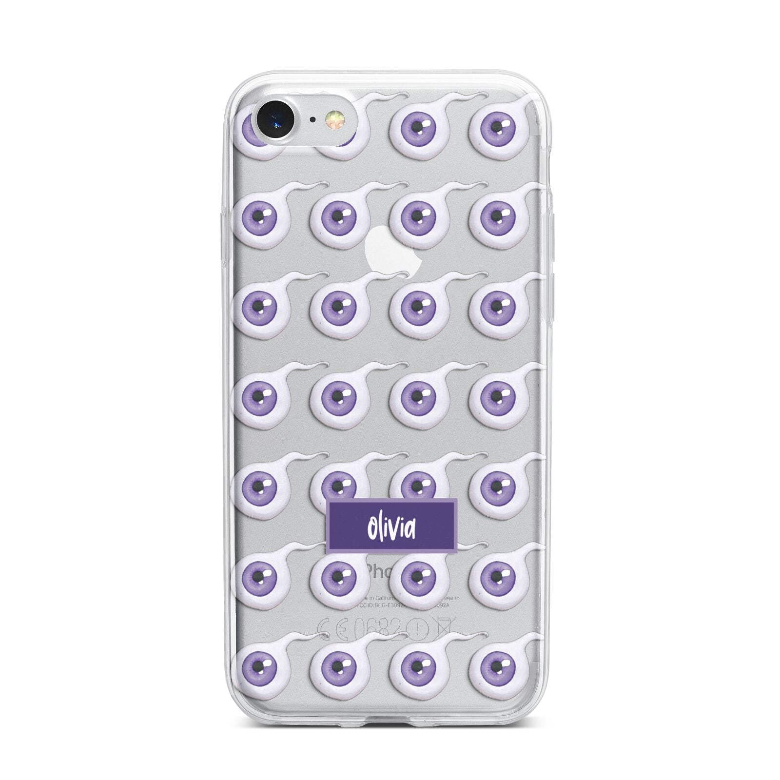 Purple Eyeballs Custom Halloween iPhone 7 Bumper Case on Silver iPhone