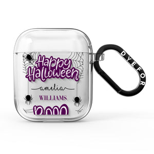 Lila AirPods-Hülle mit Halloween-Motiven