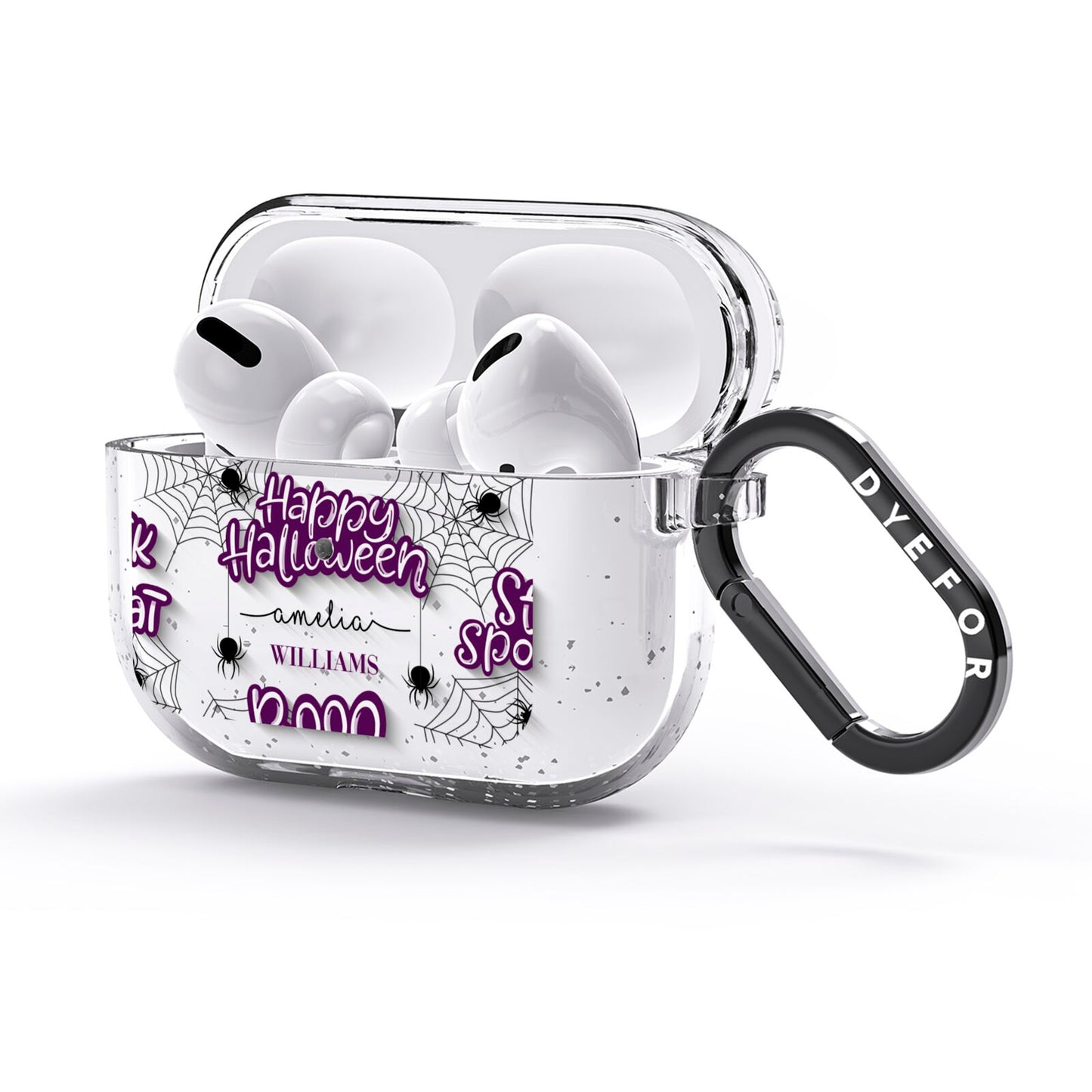 Purple Halloween Catchphrases AirPods Glitter Case 3rd Gen Side Image