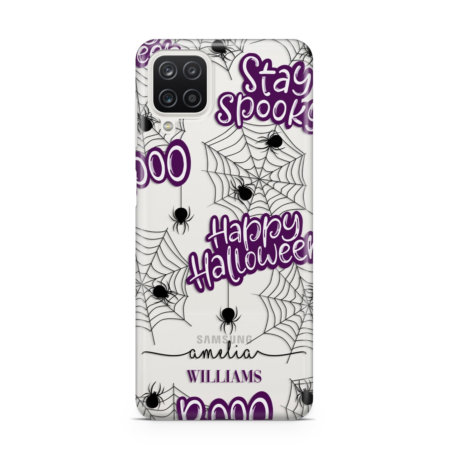 Purple Halloween Catchphrases Samsung A12 Case