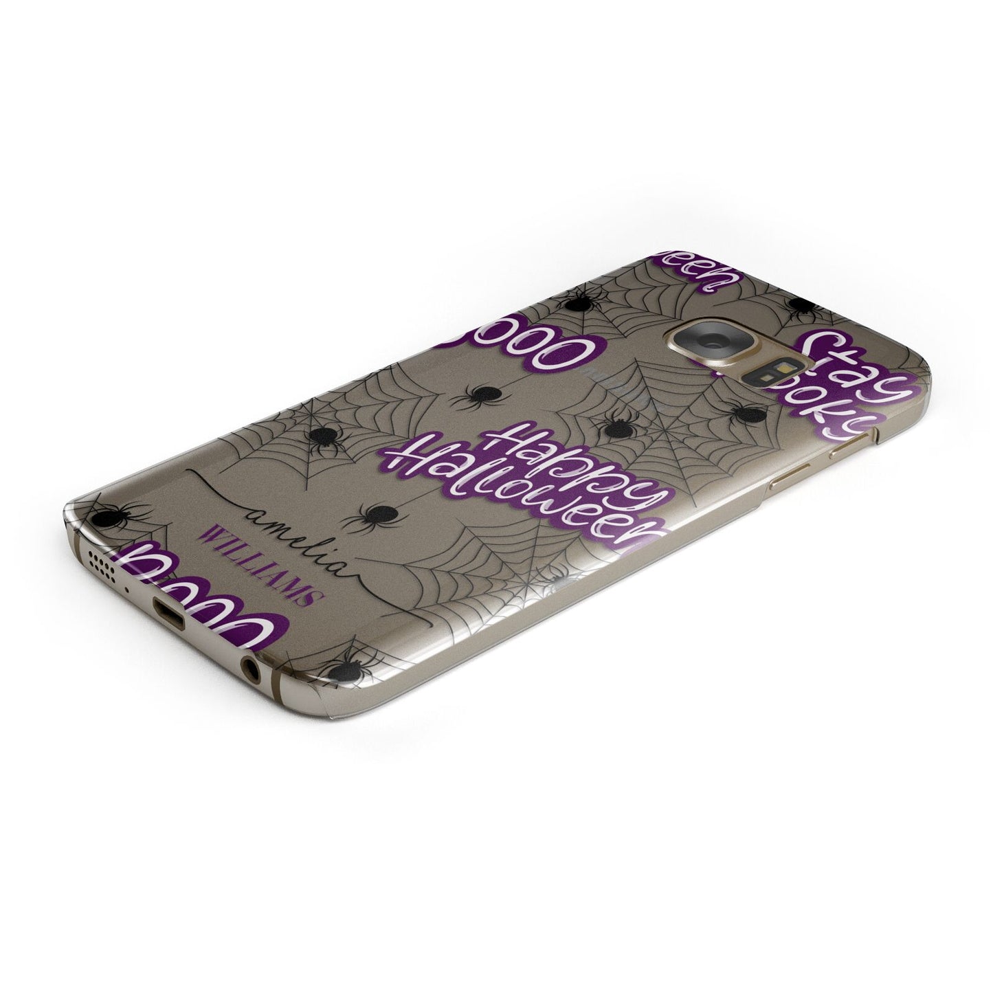 Purple Halloween Catchphrases Samsung Galaxy Case Bottom Cutout