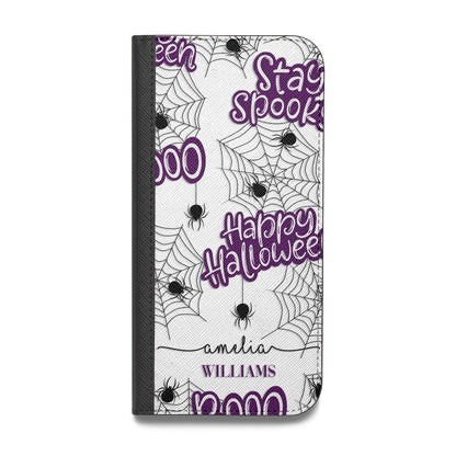 Purple Halloween Catchphrases Vegan Leather Flip Samsung Case