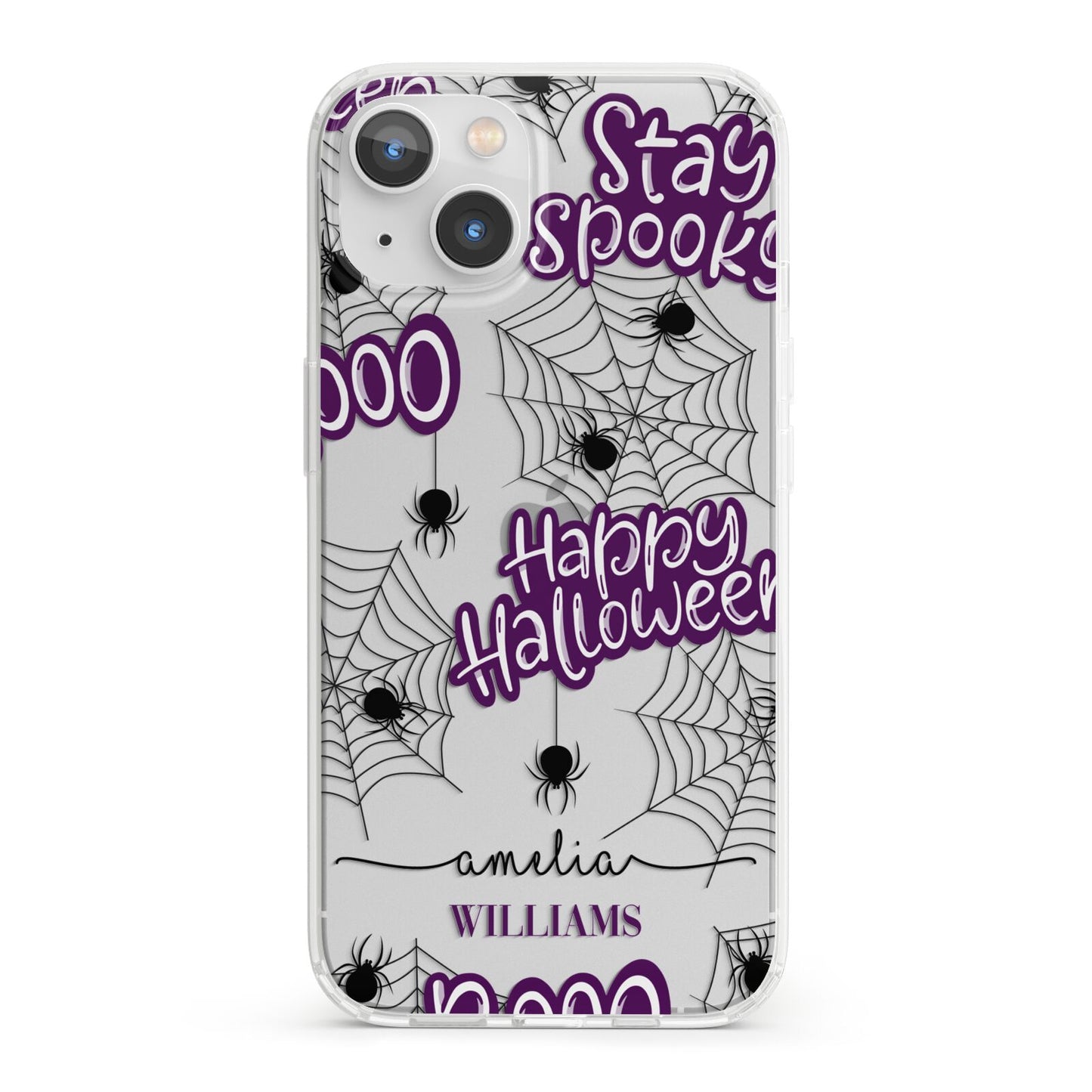 Purple Halloween Catchphrases iPhone 13 Clear Bumper Case