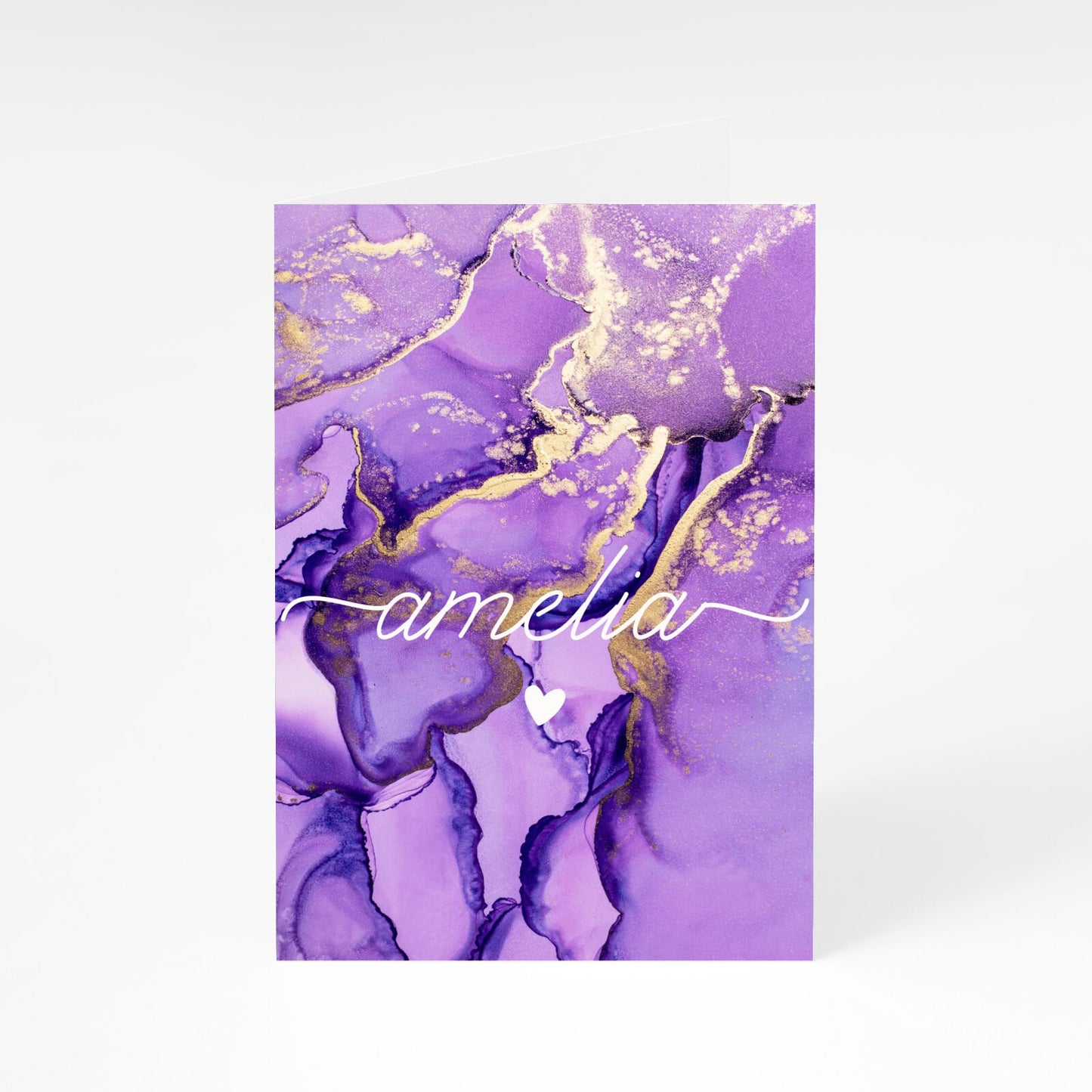 Purple Marble A5 Greetings Card