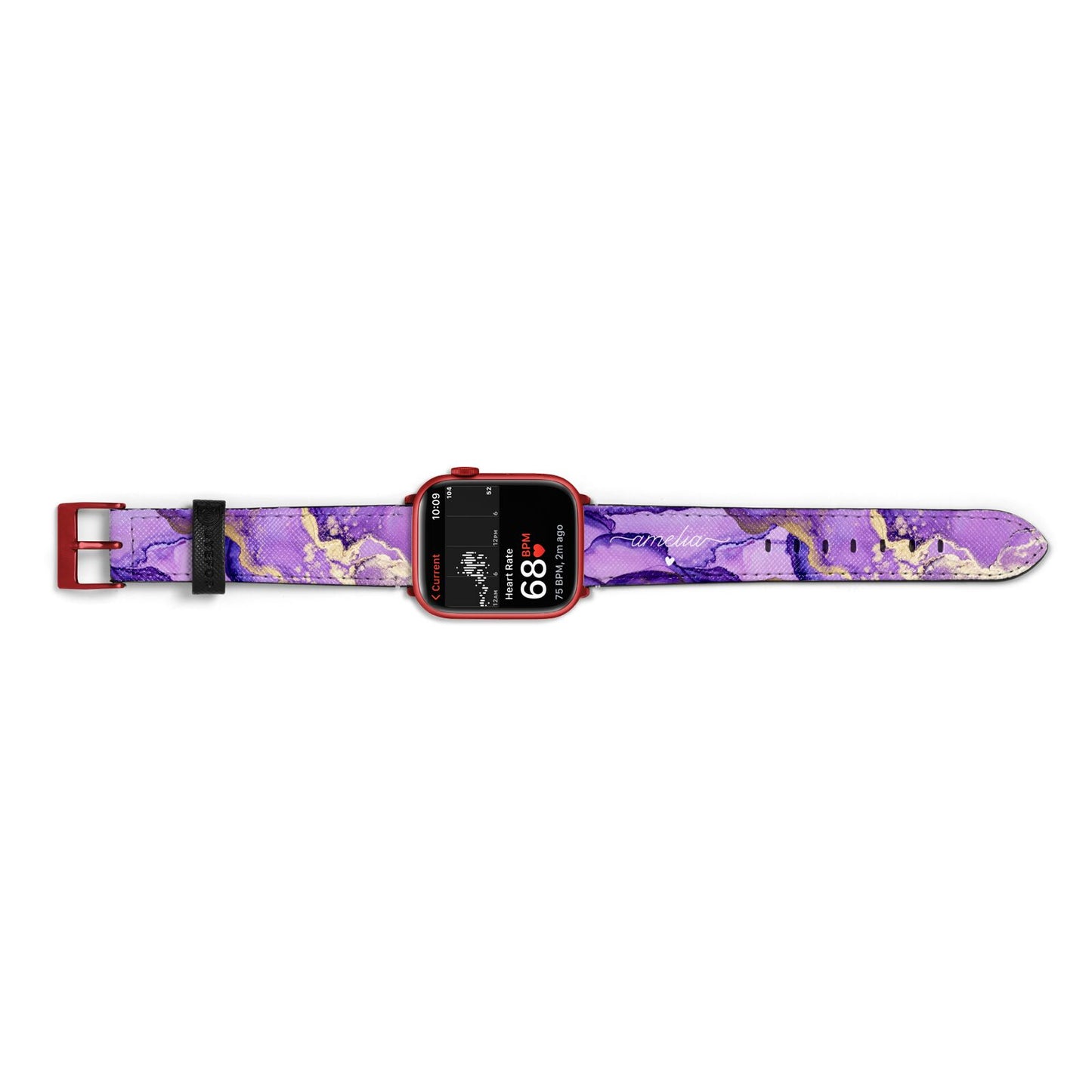 Purple Marble Apple Watch Strap Size 38mm Landscape Image Red Hardware