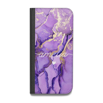 Purple Marble Vegan Leather Flip iPhone Case