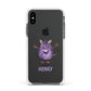 Purple Monster Custom Apple iPhone Xs Impact Case White Edge on Black Phone