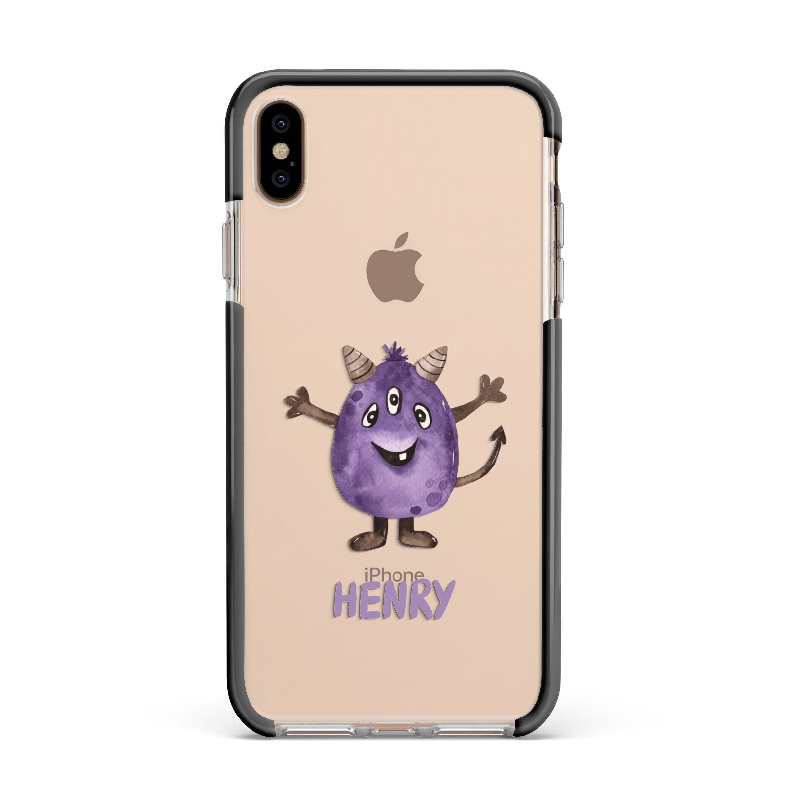 Purple Monster Custom Apple iPhone Xs Max Impact Case Black Edge on Gold Phone