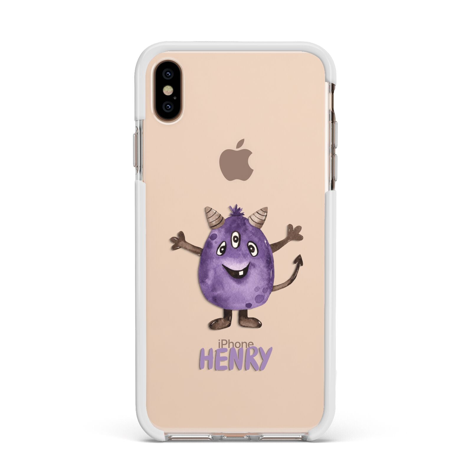 Purple Monster Custom Apple iPhone Xs Max Impact Case White Edge on Gold Phone