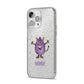 Purple Monster Custom iPhone 14 Pro Max Glitter Tough Case Silver Angled Image