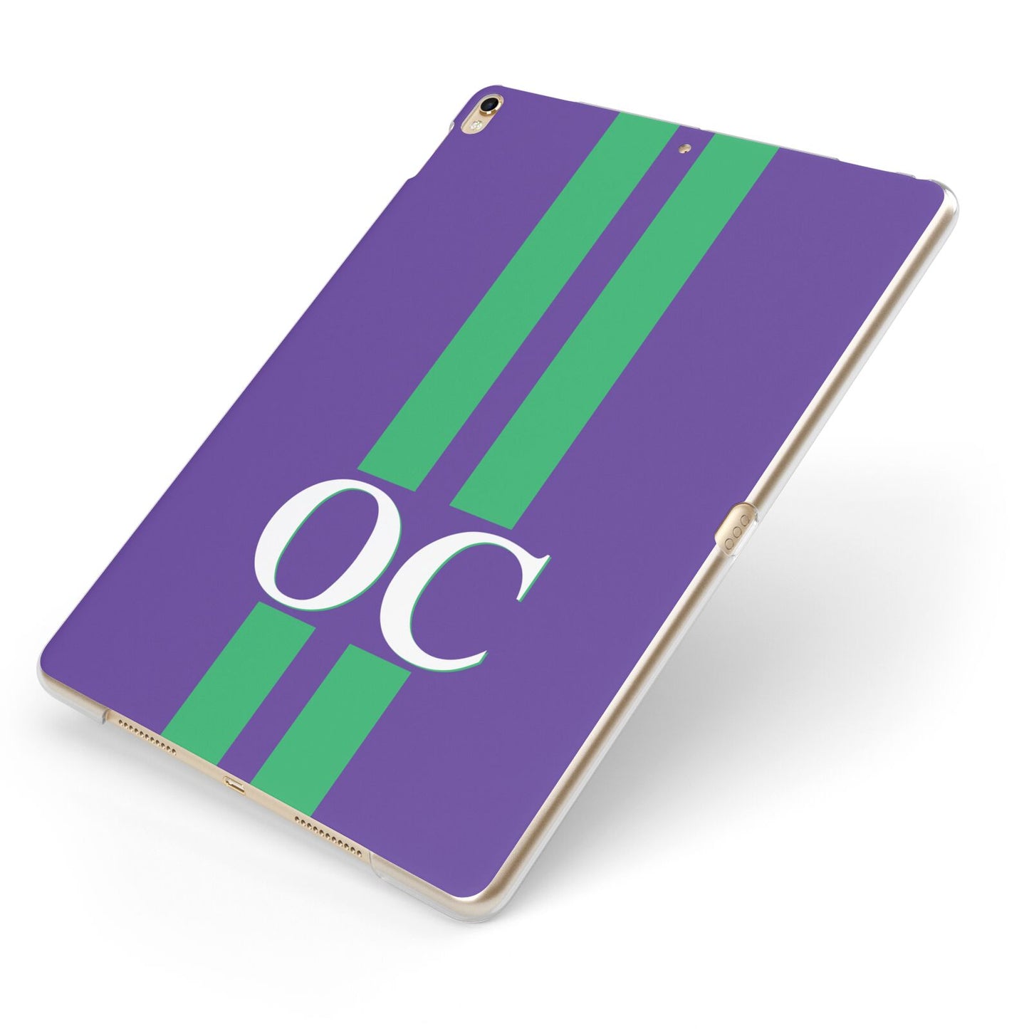 Purple Personalised Initials Apple iPad Case on Gold iPad Side View