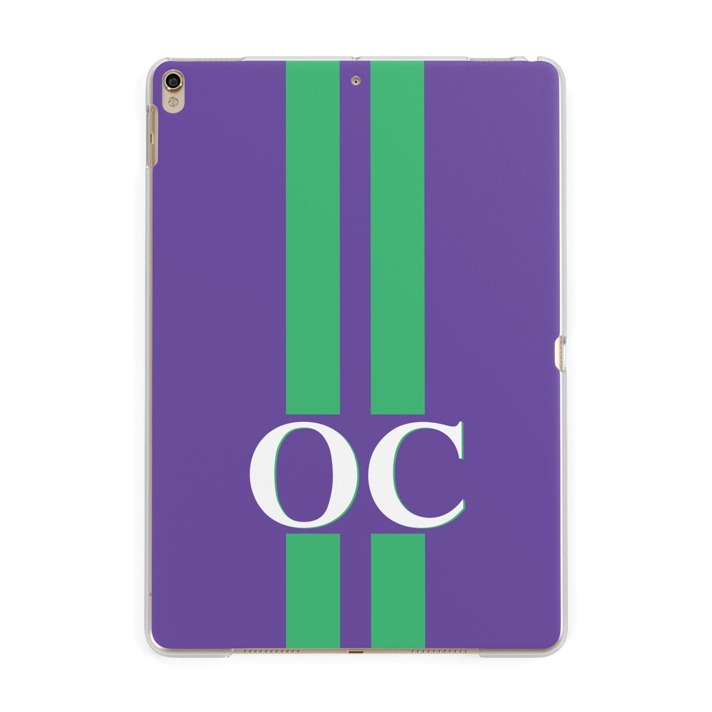 Purple Personalised Initials Apple iPad Gold Case