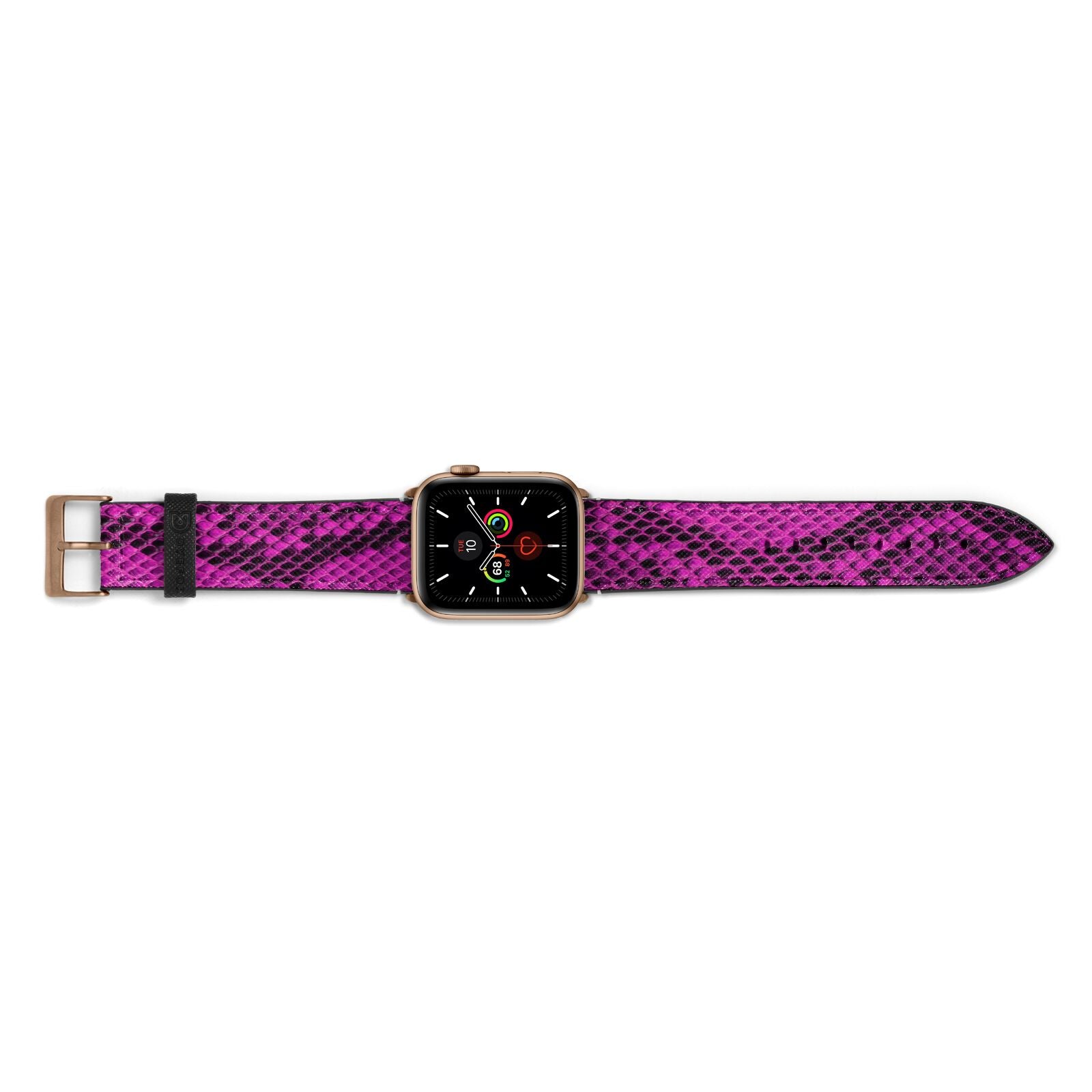 Purple Snakeskin Apple Watch Strap Landscape Image Gold Hardware