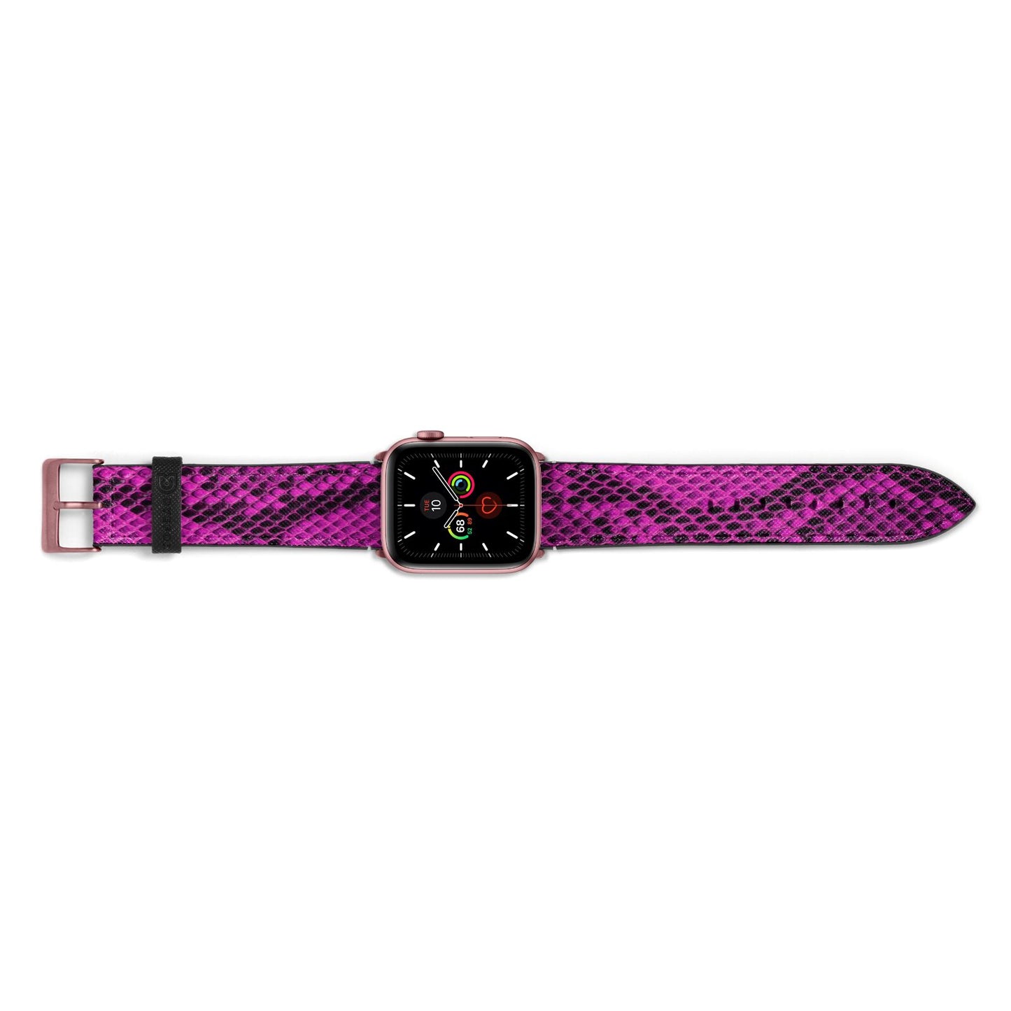 Purple Snakeskin Apple Watch Strap Landscape Image Rose Gold Hardware