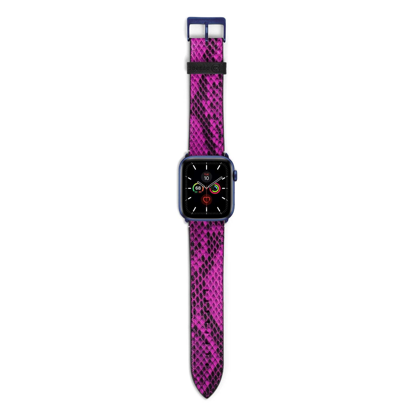 Purple Snakeskin Apple Watch Strap with Blue Hardware