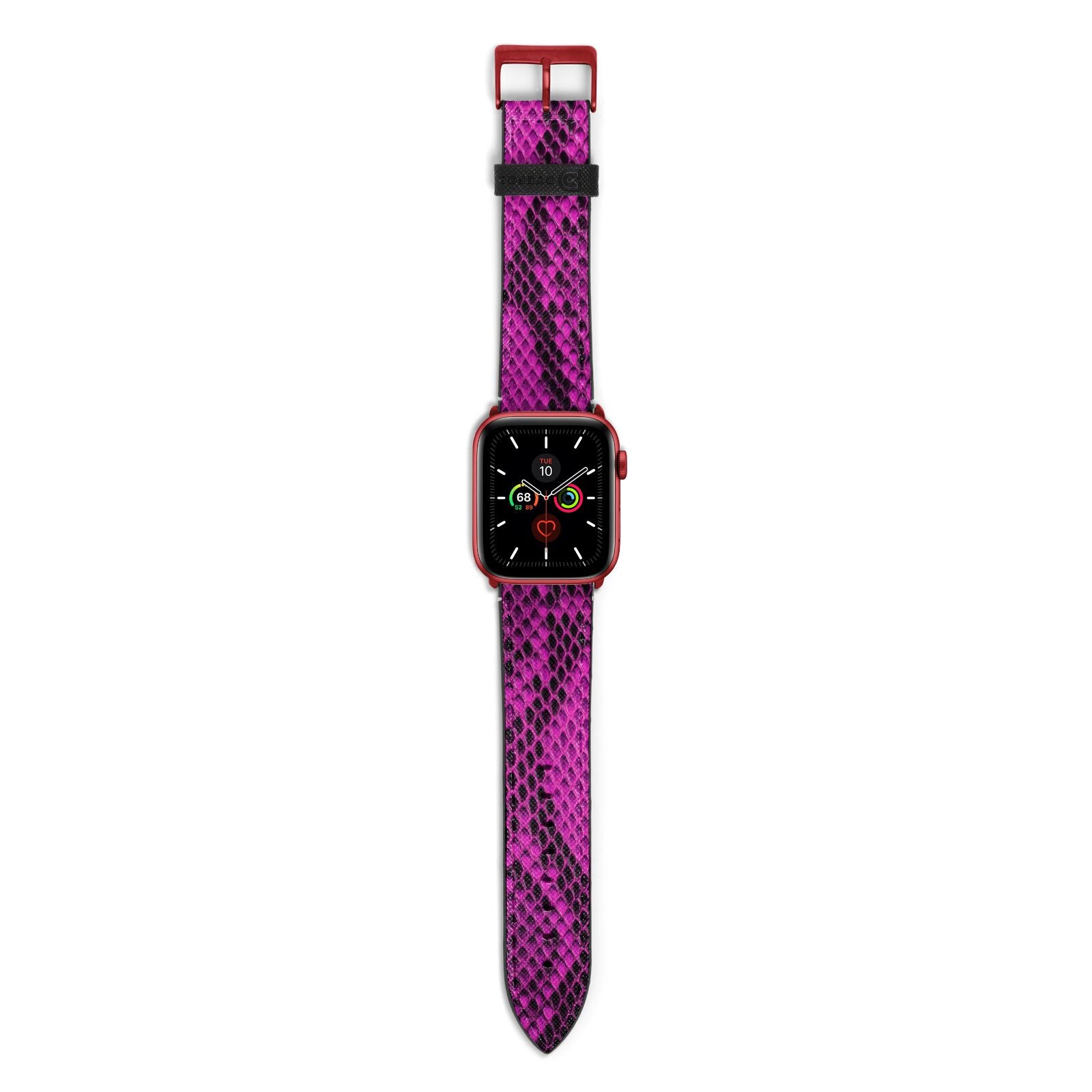 Purple Snakeskin Apple Watch Strap with Red Hardware