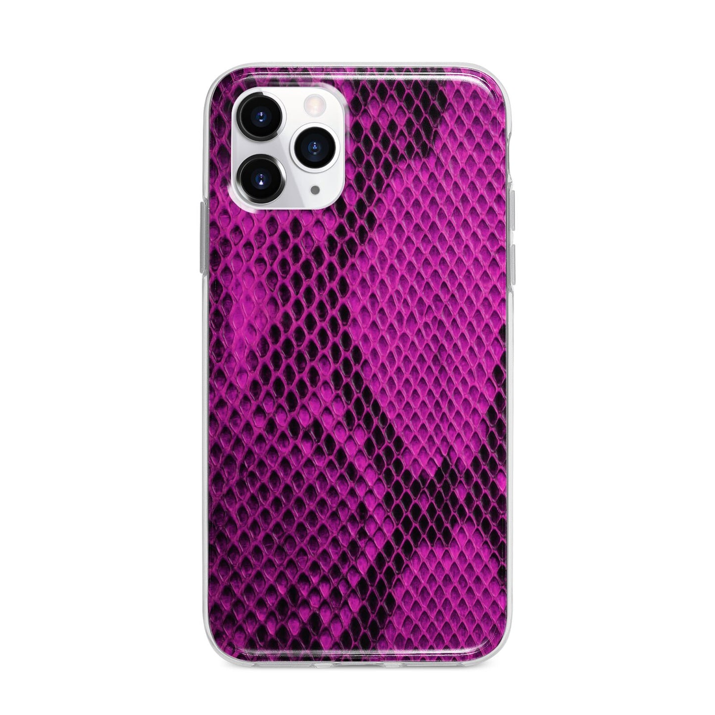 Purple Snakeskin Apple iPhone 11 Pro Max in Silver with Bumper Case