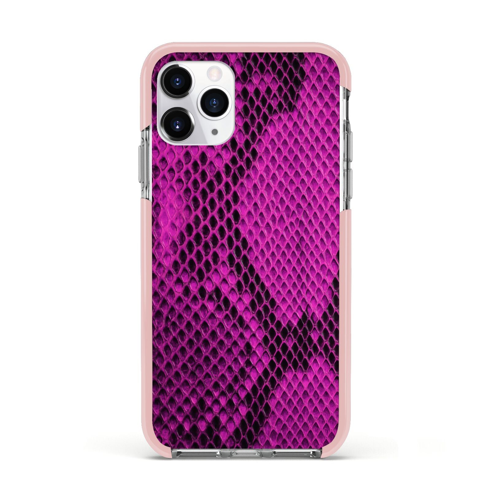 Purple Snakeskin Apple iPhone 11 Pro in Silver with Pink Impact Case