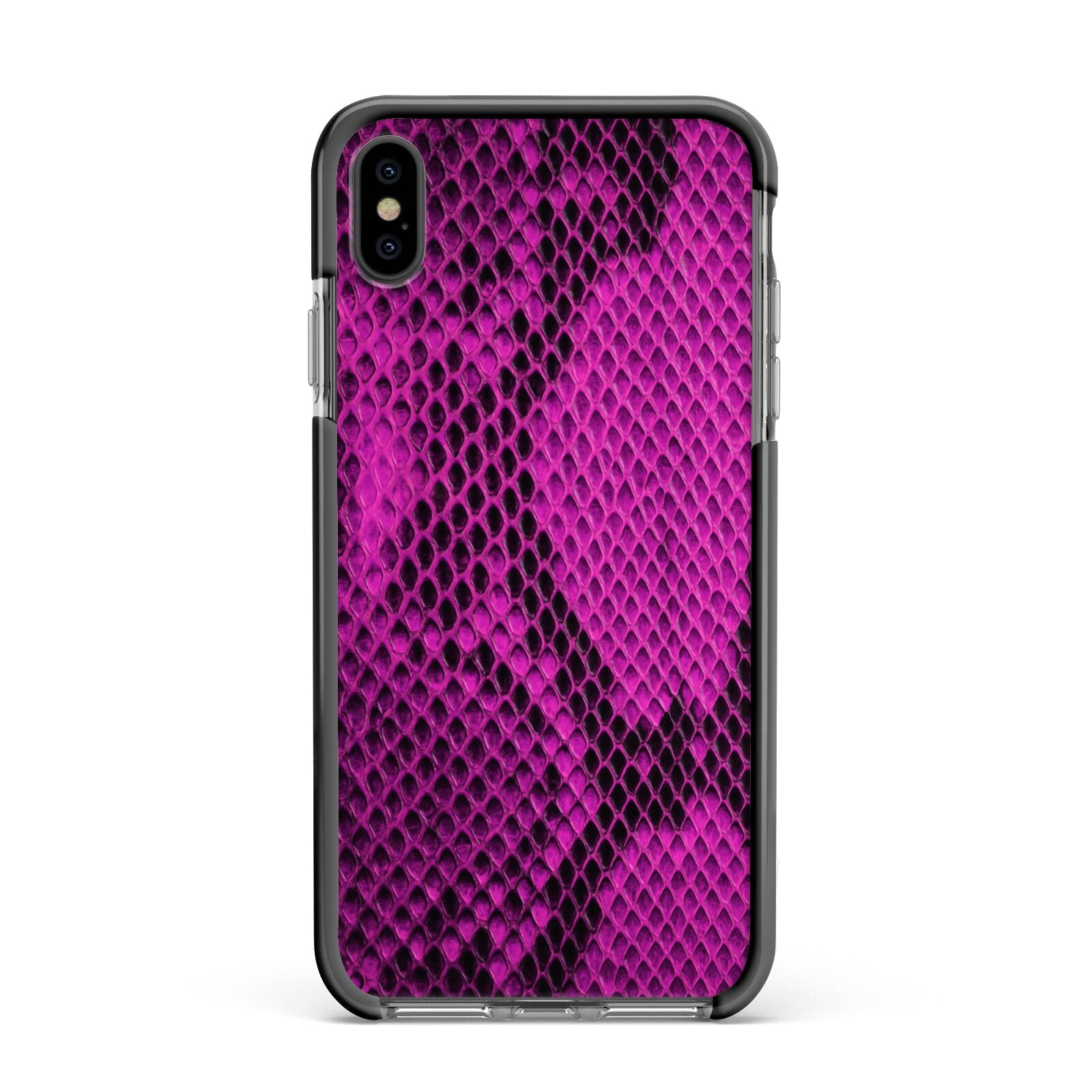 Purple Snakeskin Apple iPhone Xs Max Impact Case Black Edge on Black Phone