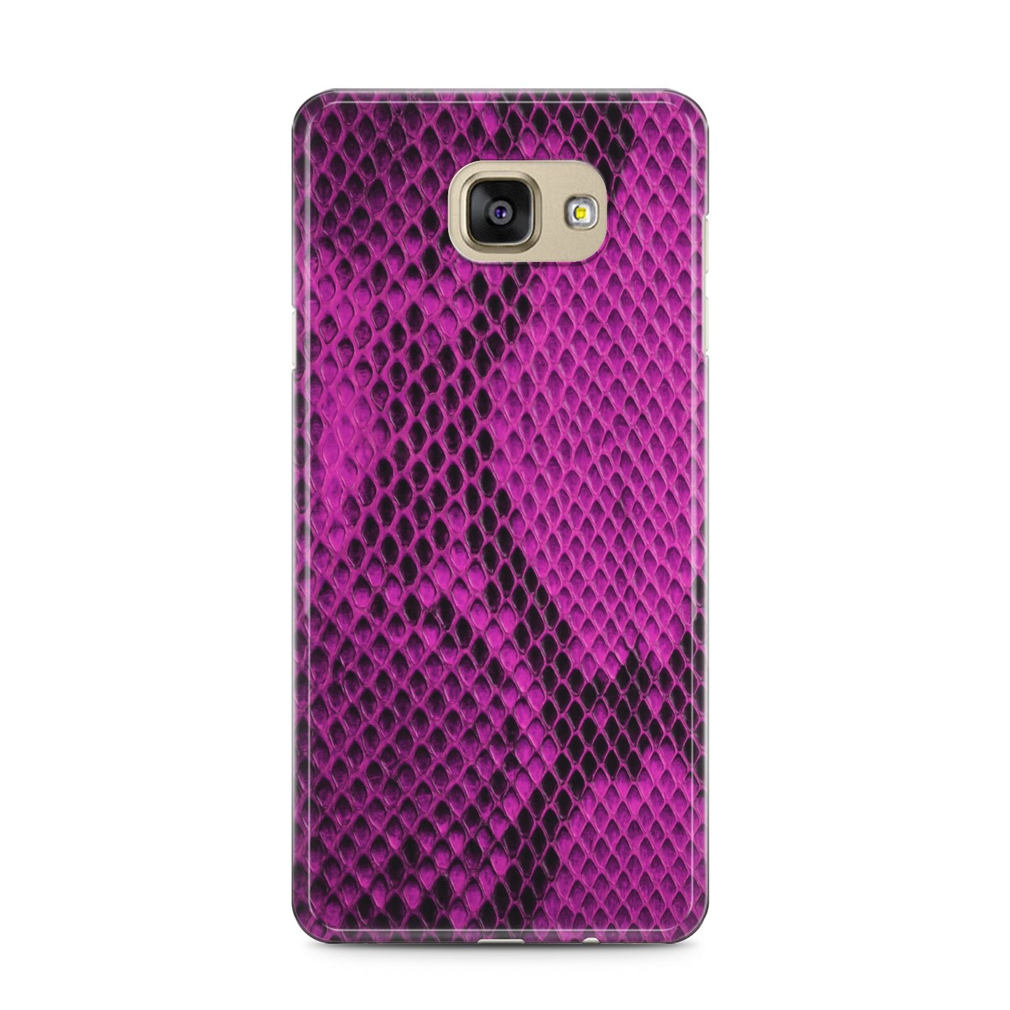 Purple Snakeskin Samsung Galaxy A5 2016 Case on gold phone