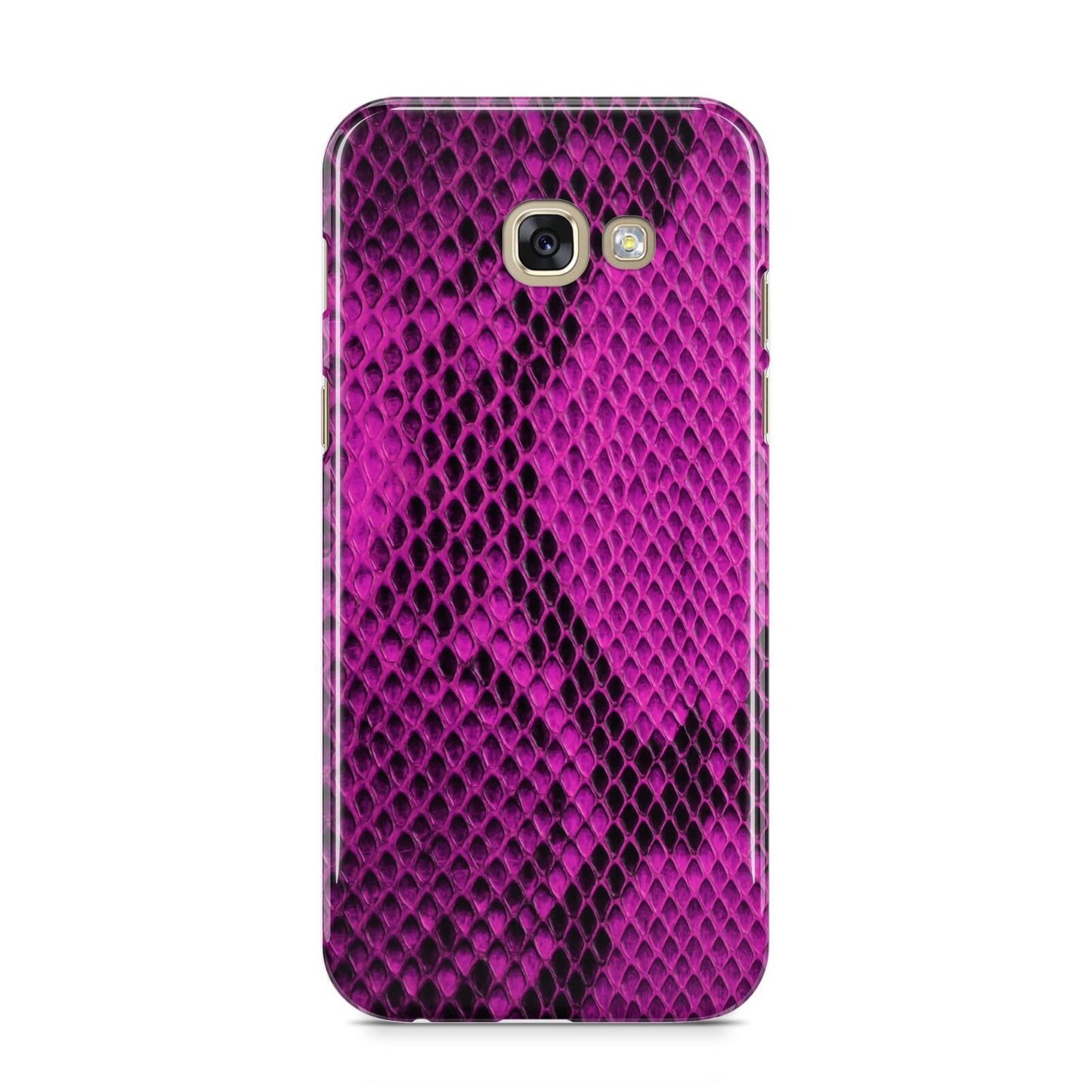 Purple Snakeskin Samsung Galaxy A5 2017 Case on gold phone