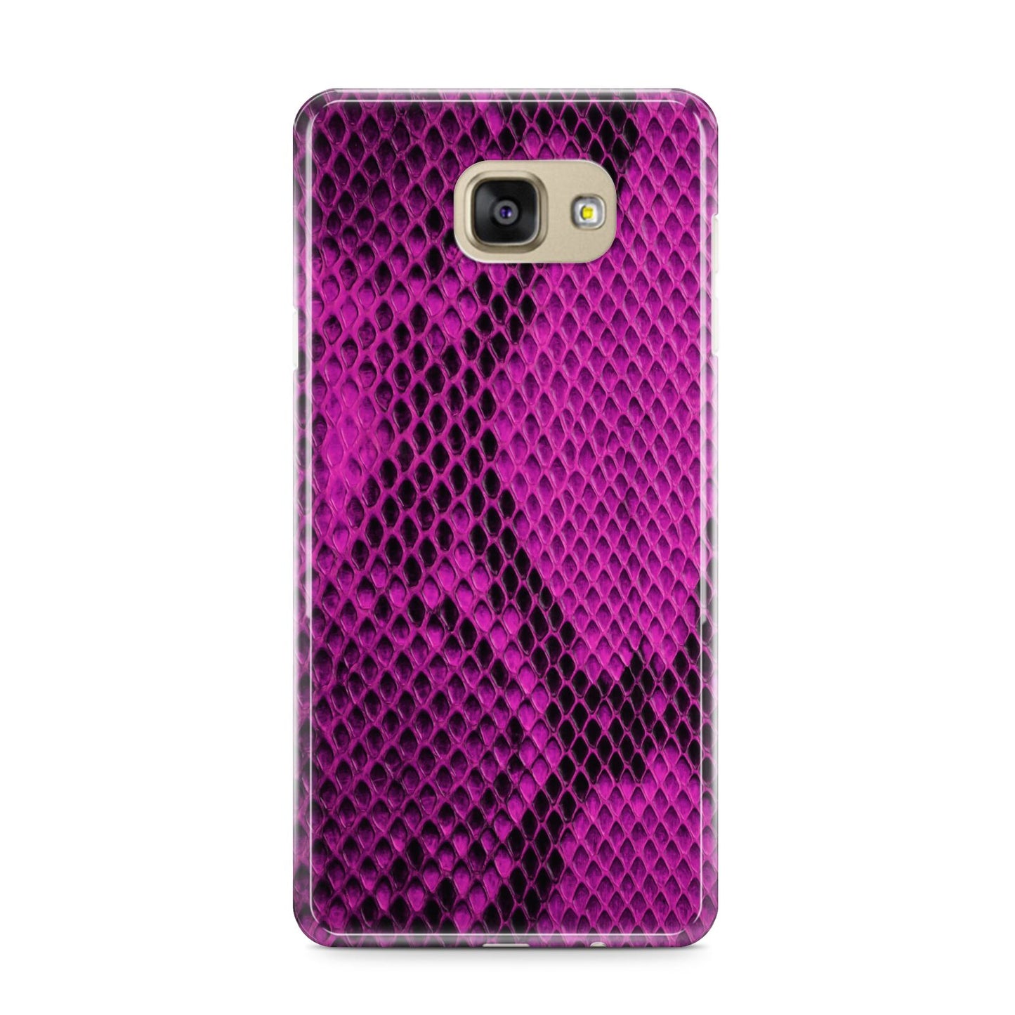 Purple Snakeskin Samsung Galaxy A9 2016 Case on gold phone