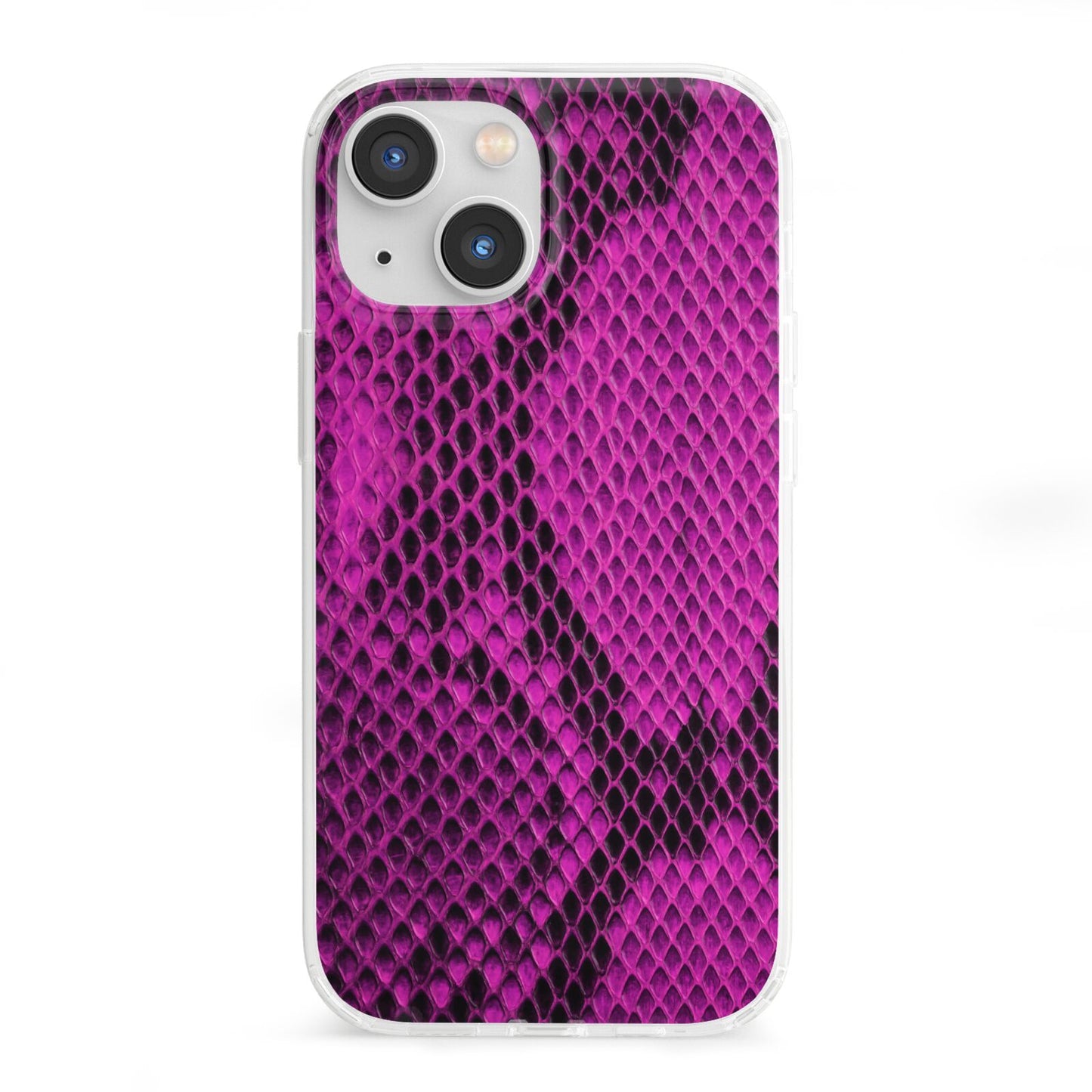 Purple Snakeskin iPhone 13 Mini Clear Bumper Case