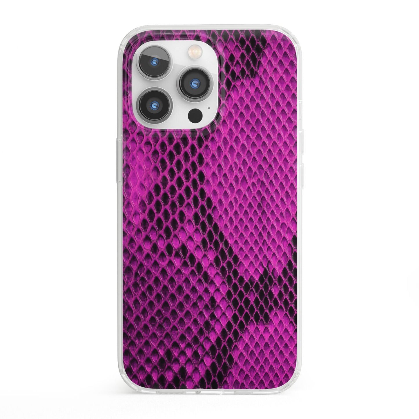 Purple Snakeskin iPhone 13 Pro Clear Bumper Case