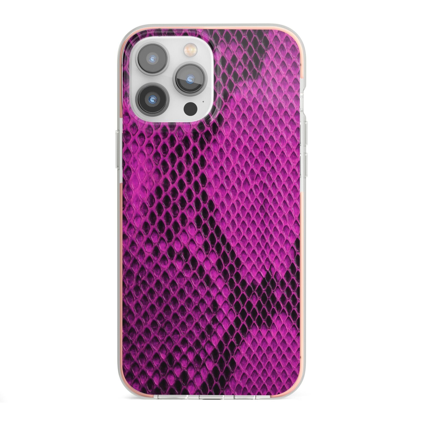 Purple Snakeskin iPhone 13 Pro Max TPU Impact Case with Pink Edges