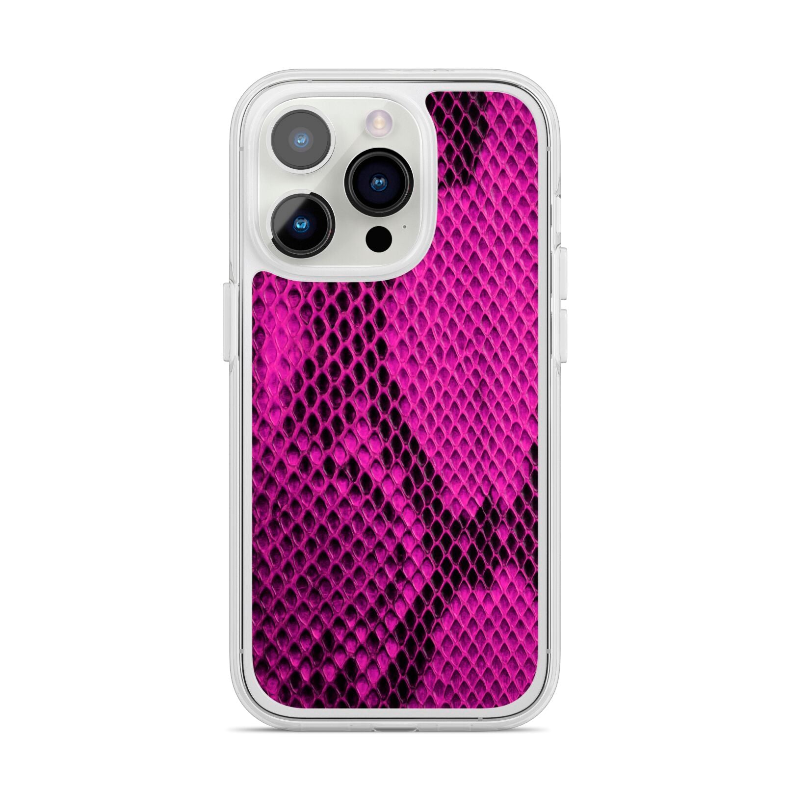 Purple Snakeskin iPhone 14 Pro Clear Tough Case Silver