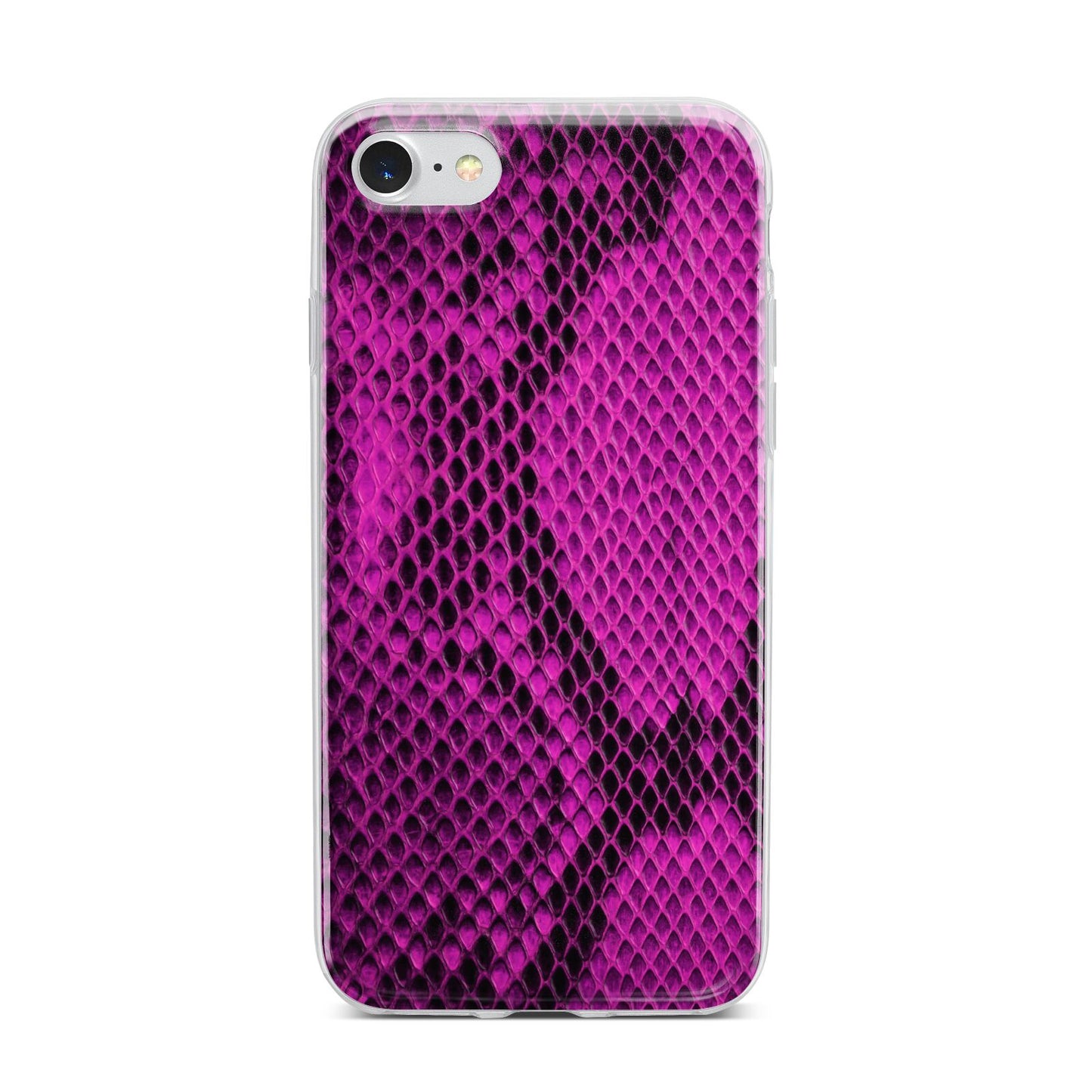 Purple Snakeskin iPhone 7 Bumper Case on Silver iPhone