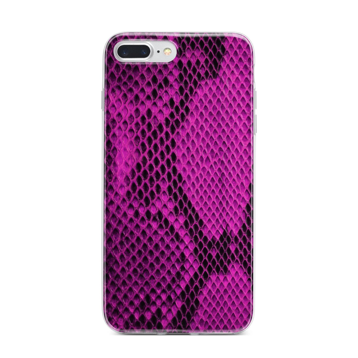 Purple Snakeskin iPhone 7 Plus Bumper Case on Silver iPhone