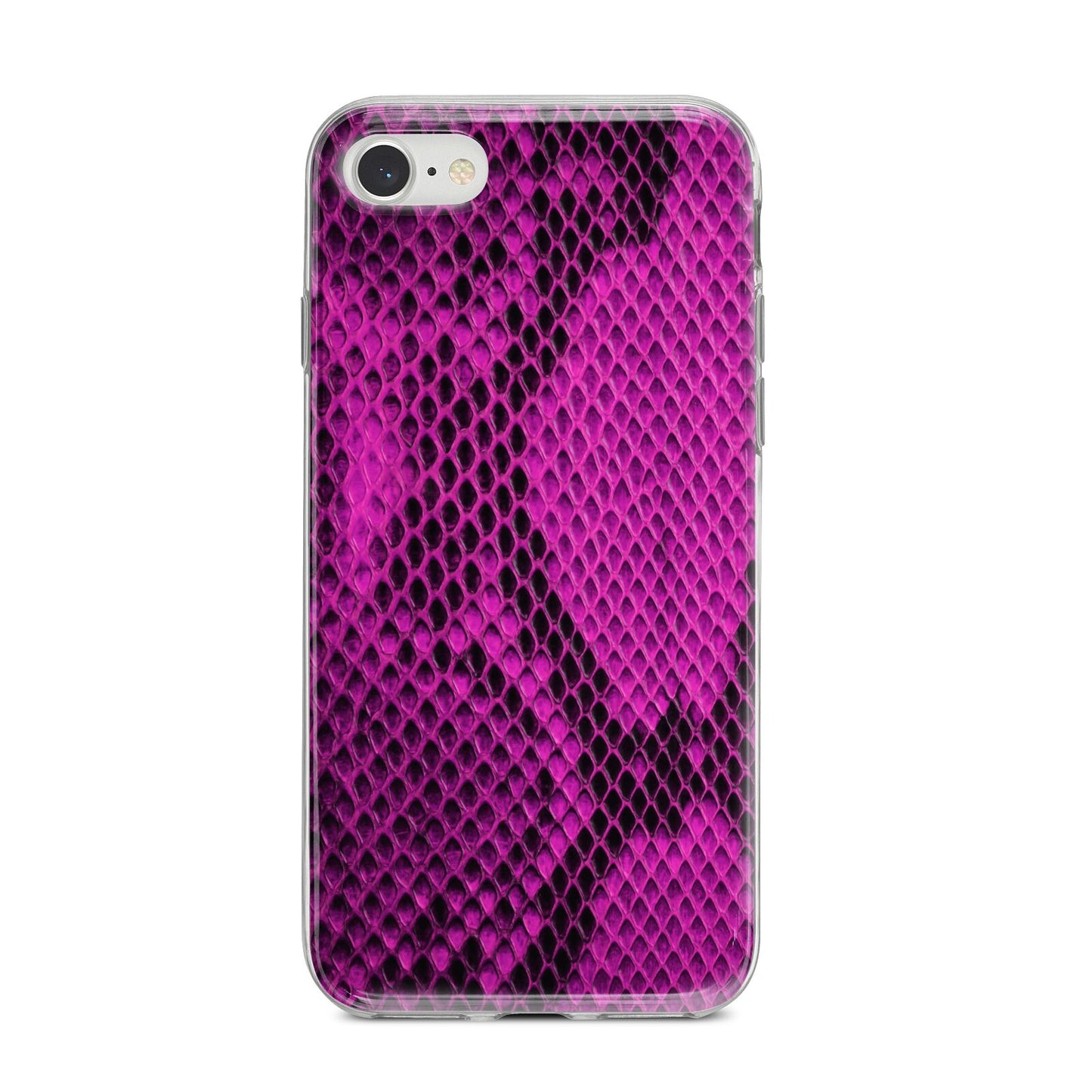 Purple Snakeskin iPhone 8 Bumper Case on Silver iPhone