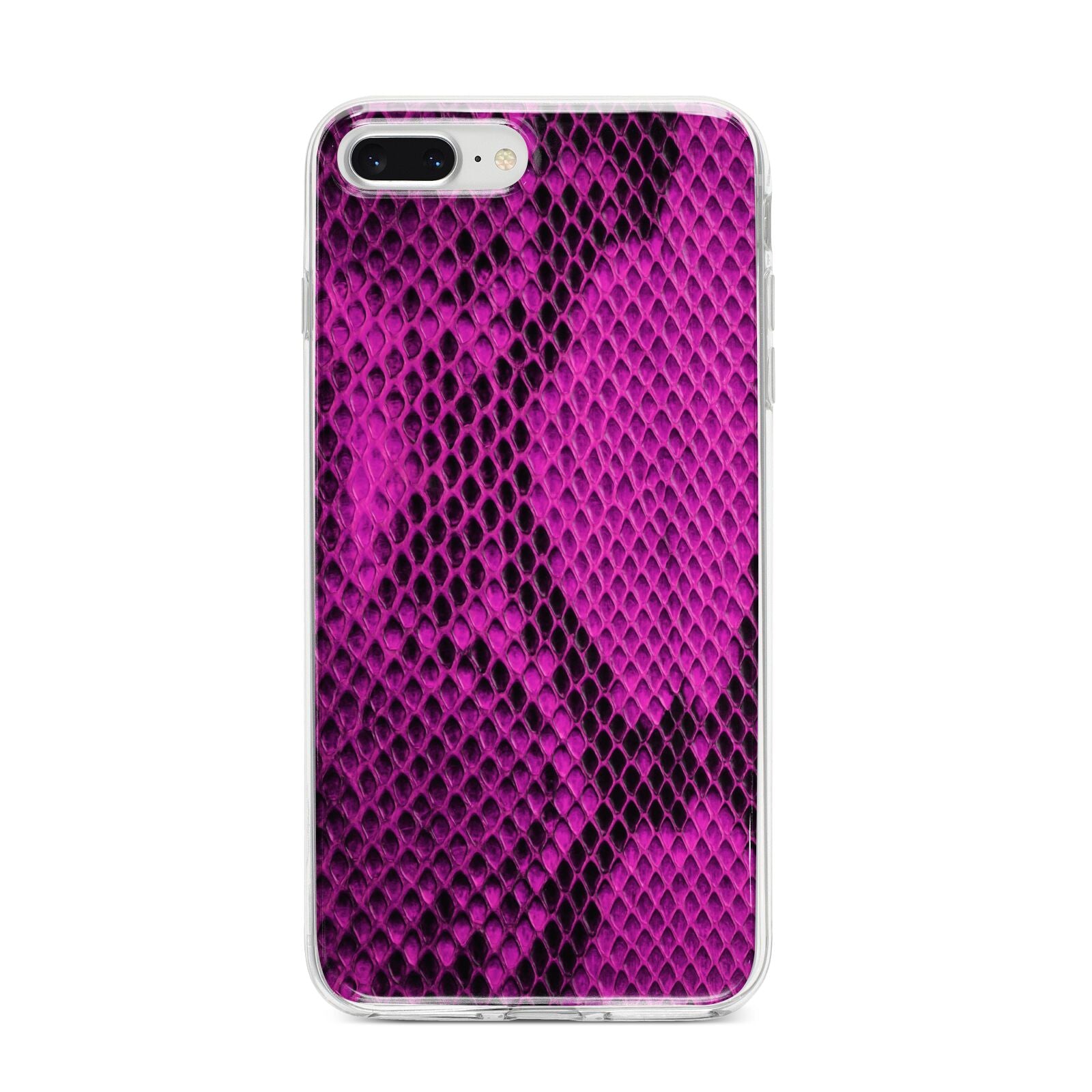 Purple Snakeskin iPhone 8 Plus Bumper Case on Silver iPhone