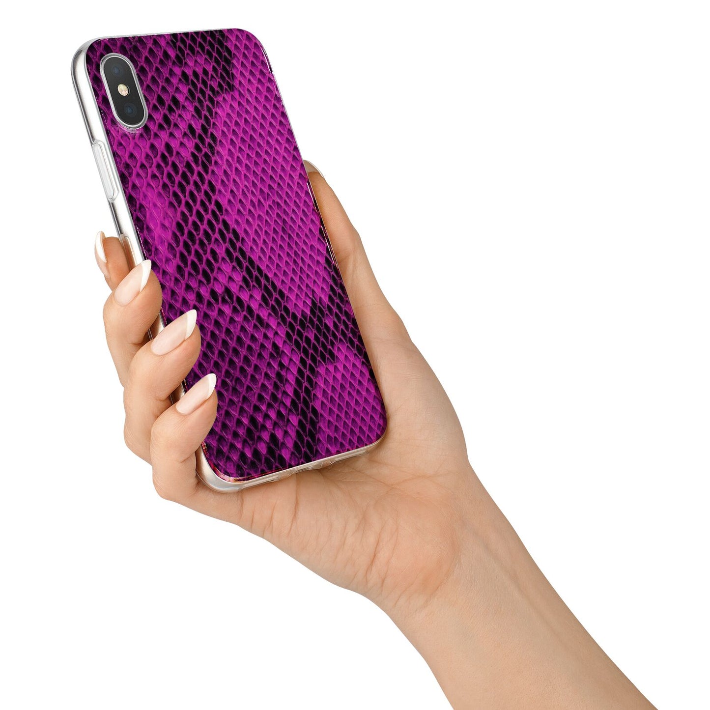 Purple Snakeskin iPhone X Bumper Case on Silver iPhone Alternative Image 2