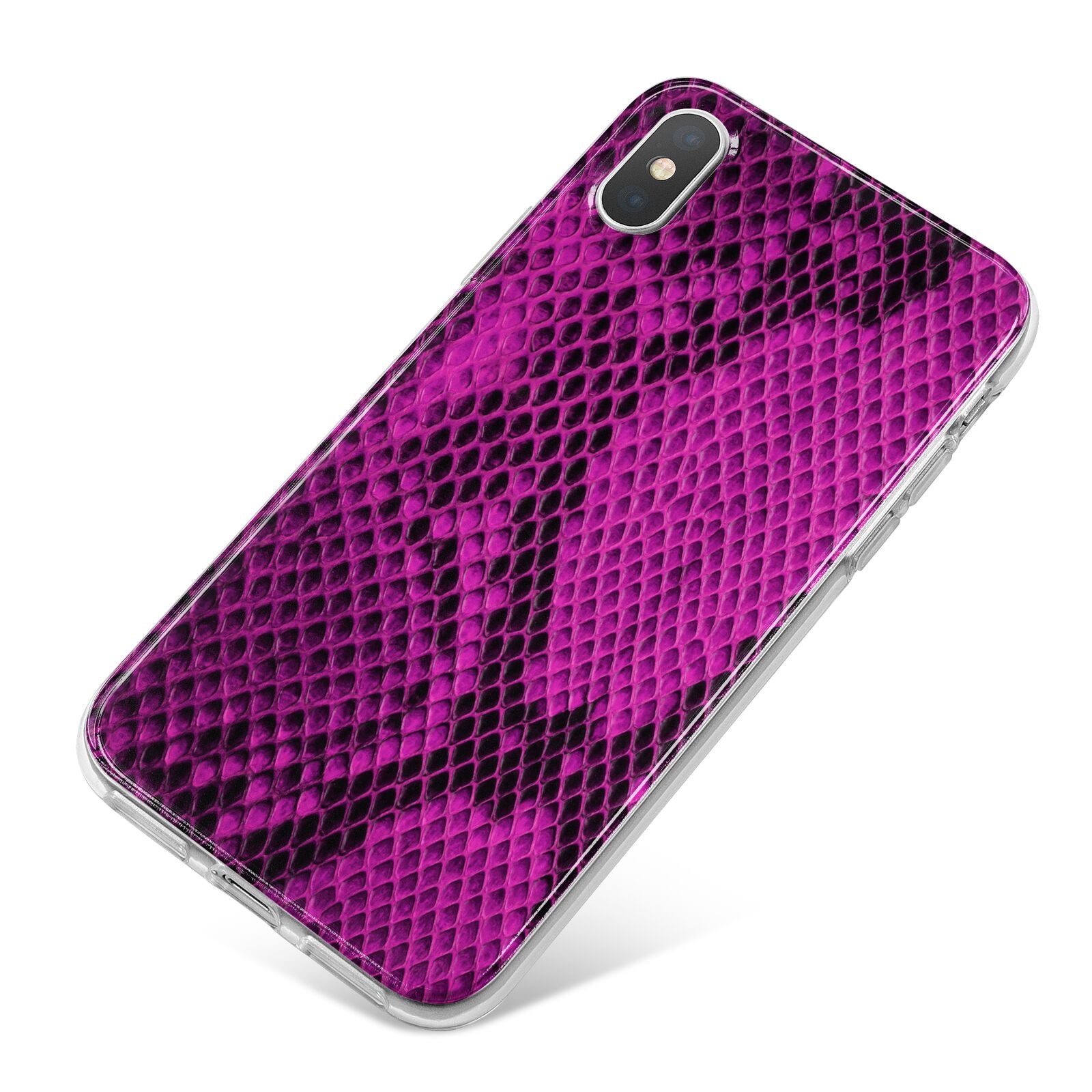 Purple Snakeskin iPhone X Bumper Case on Silver iPhone