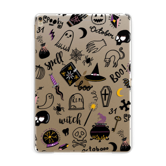 Purple and Black Halloween Illustrations Apple iPad Gold Case