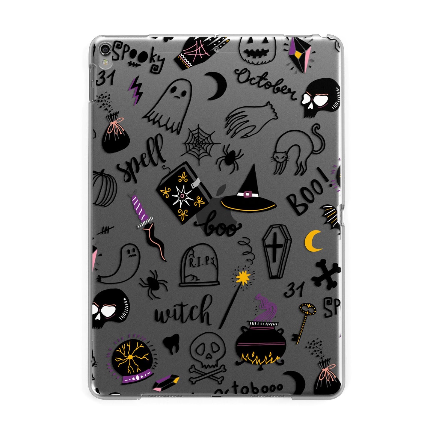 Purple and Black Halloween Illustrations Apple iPad Grey Case