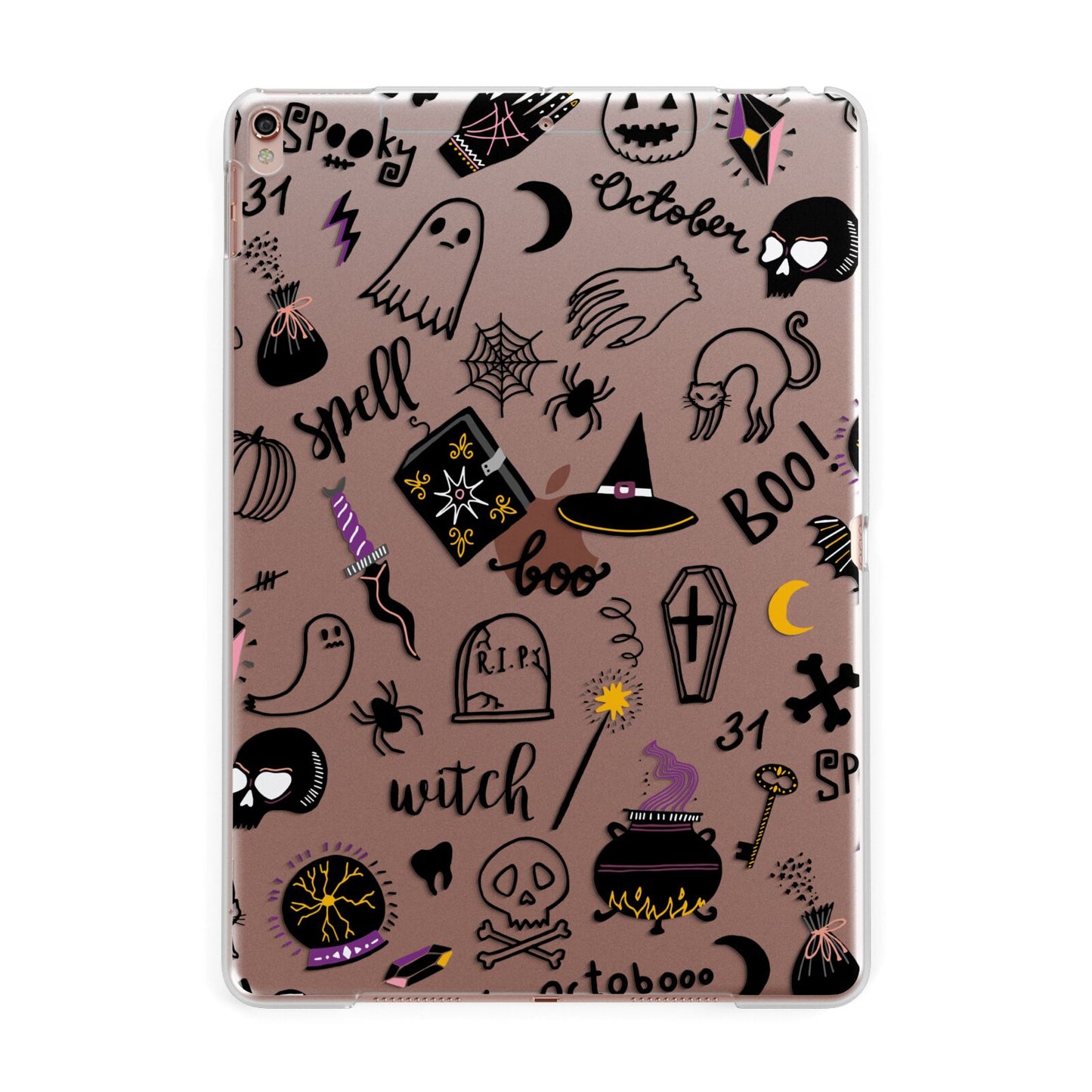 Purple and Black Halloween Illustrations Apple iPad Rose Gold Case