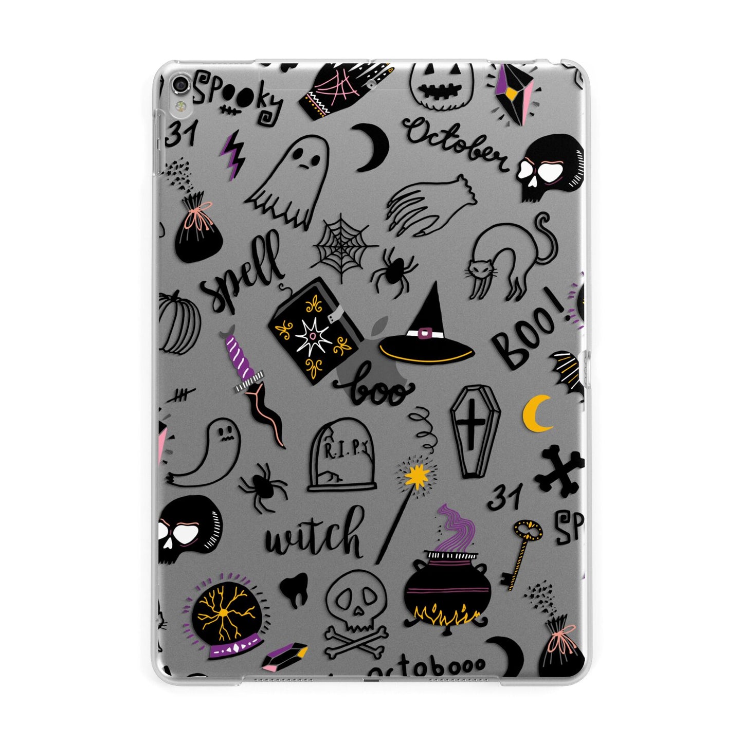 Purple and Black Halloween Illustrations Apple iPad Silver Case