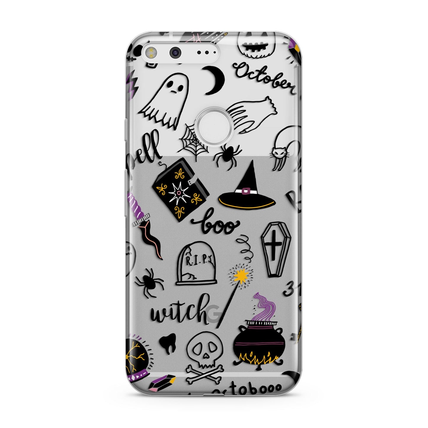 Purple and Black Halloween Illustrations Google Pixel Case